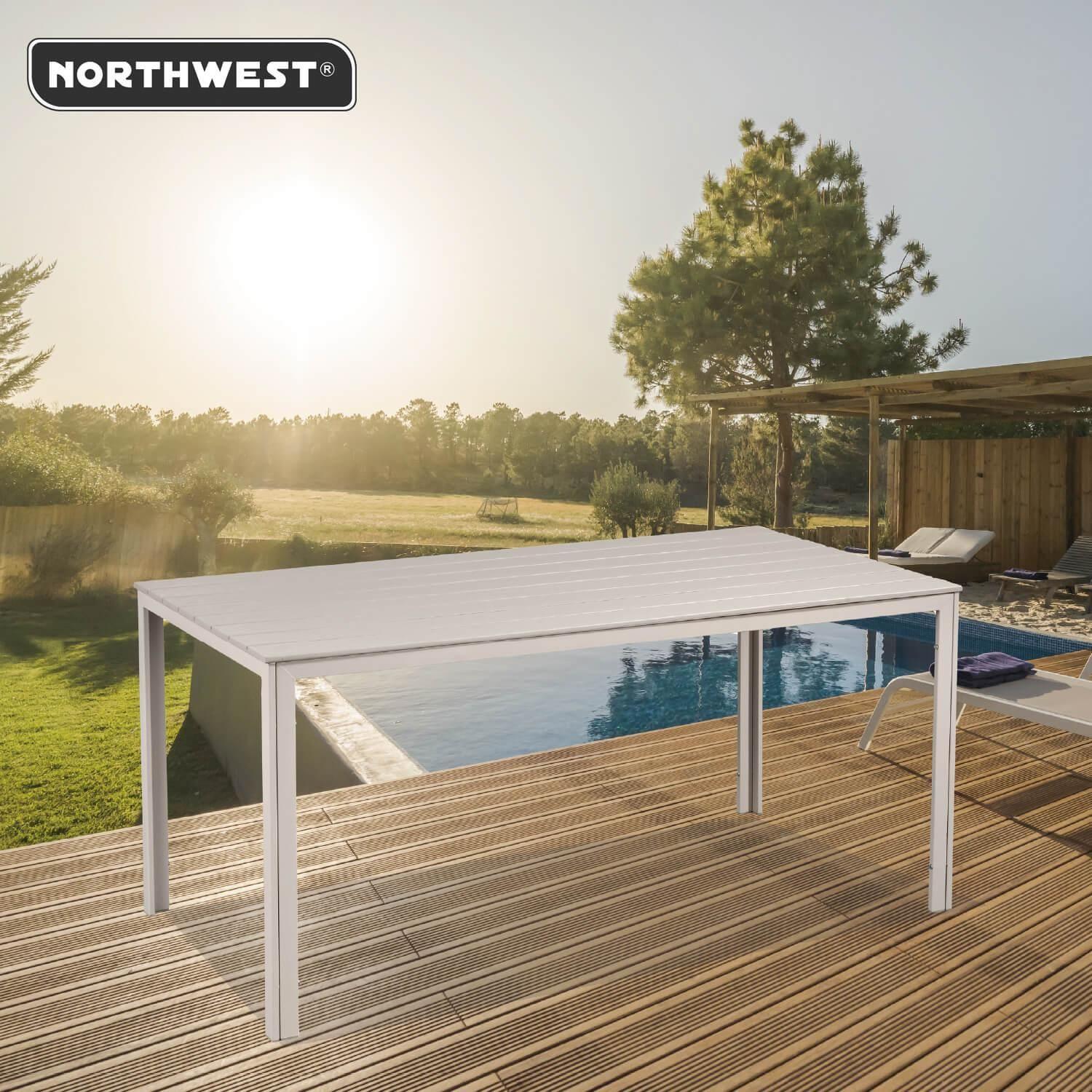 Mesa Terraza Polywood Impermeable 156x78cm Beige Northwest-3