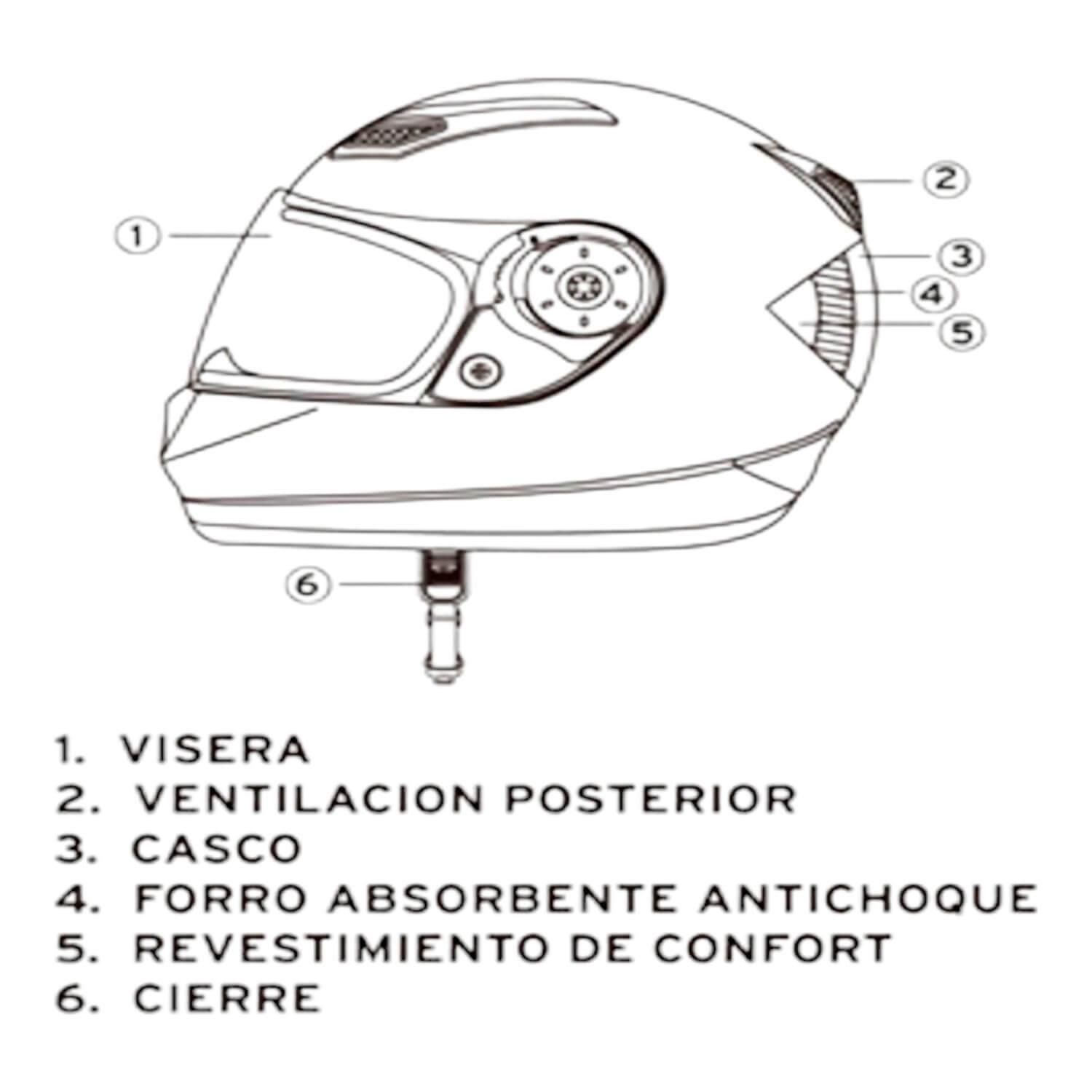 Casco Full Face Bx107 Talla L Color White Certificado ECE Bex-6
