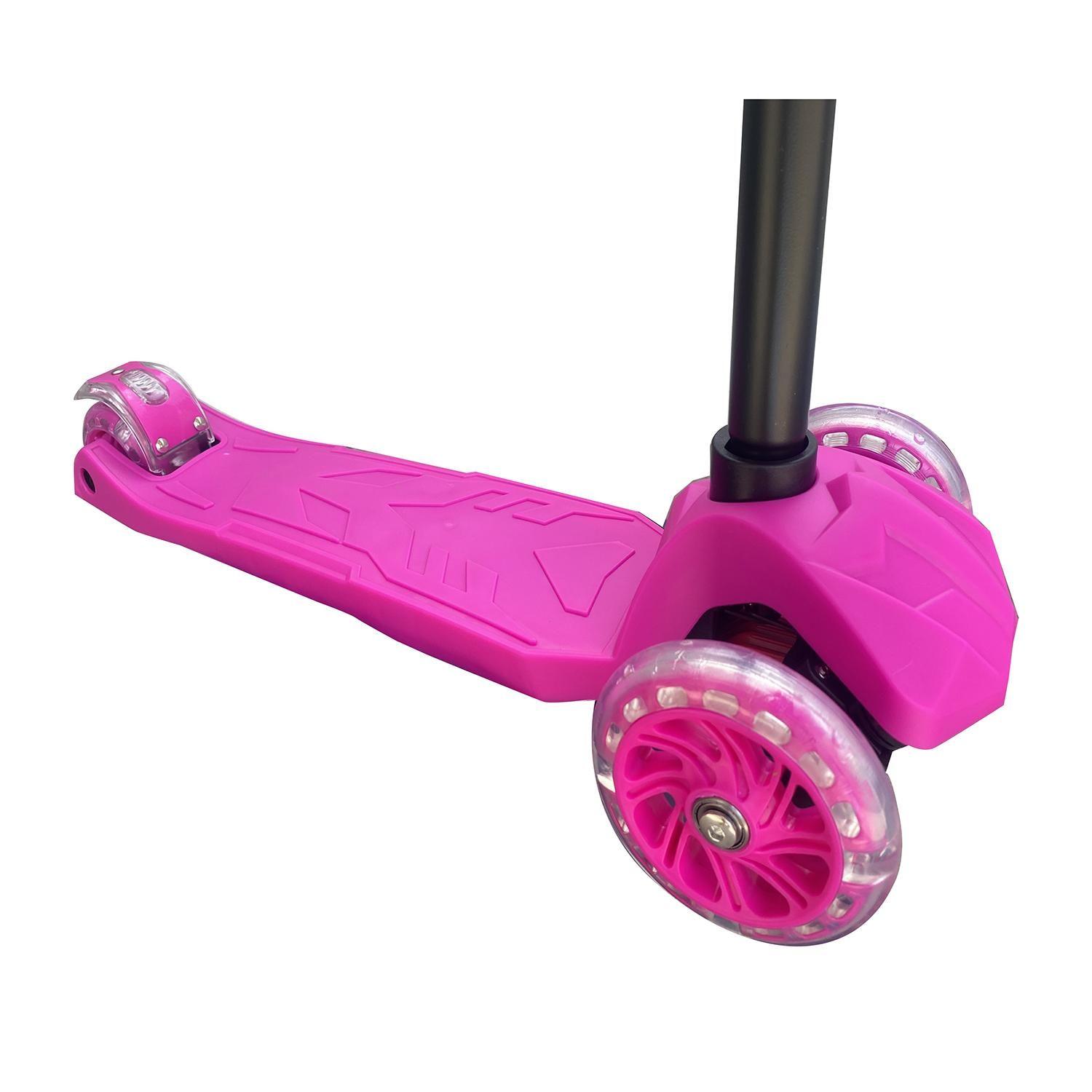 Scooter Monopatin 3 Ruedas Luces Barra Ajustable 86cm Rosa Bex-2