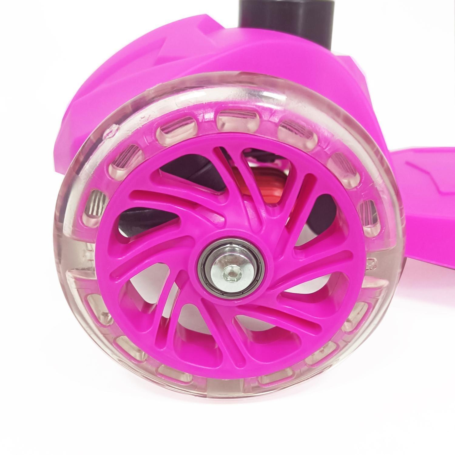 Scooter Monopatin 3 Ruedas Luces Barra Ajustable 86cm Rosa Bex-4