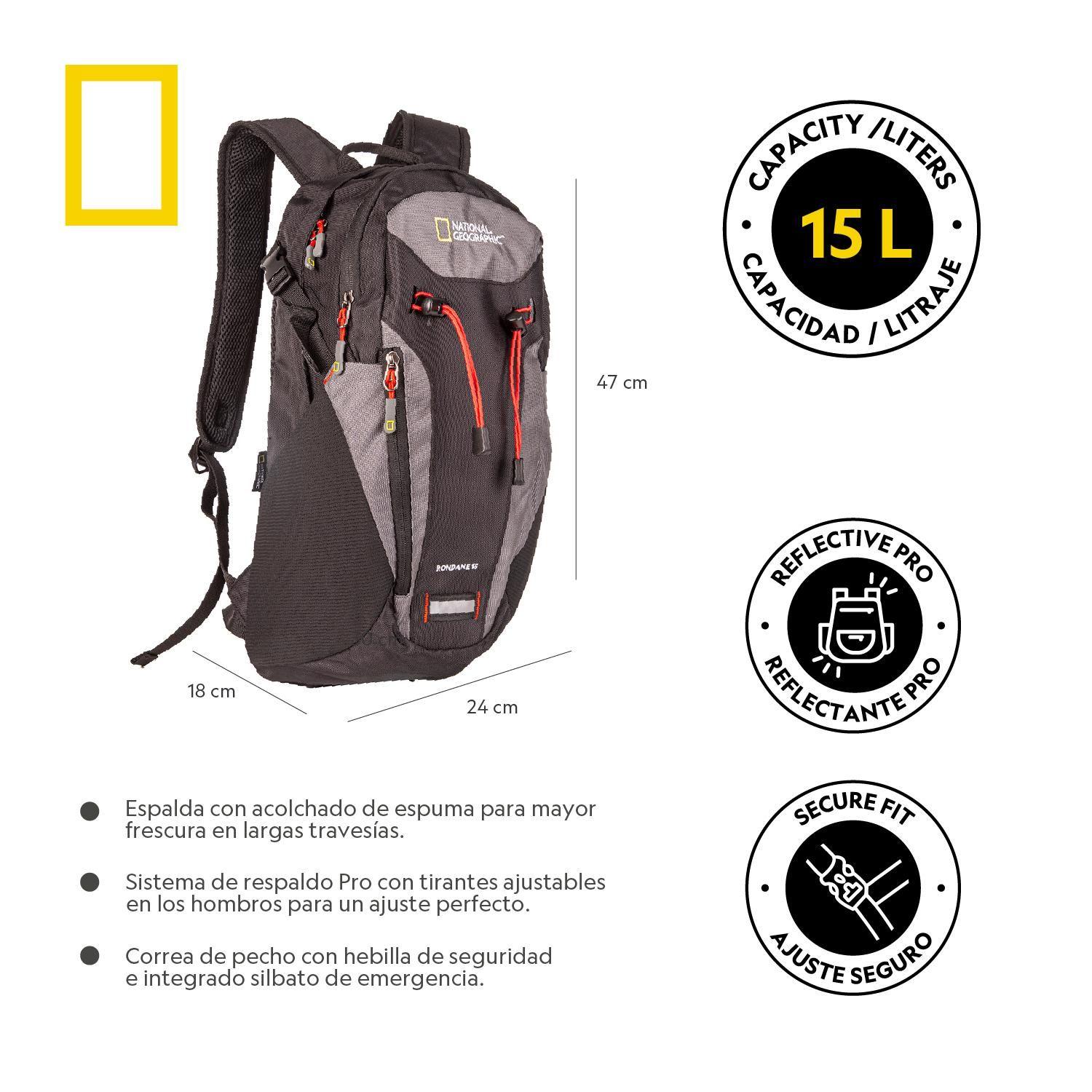 Mochila Rondane Negro 15 Litros National Geographic-2