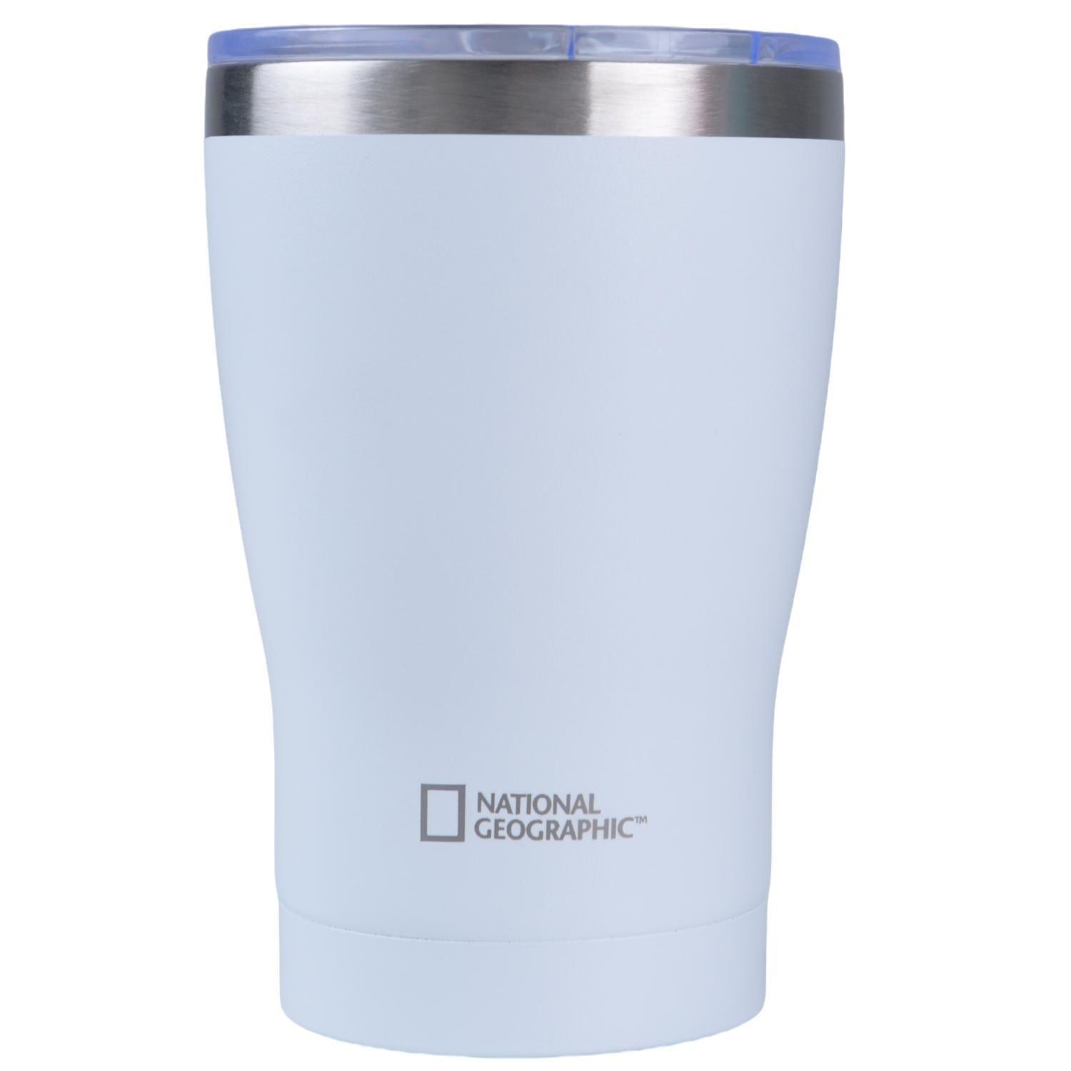 Mug Acero Inoxidable Tapa Transparente Rosca 350ml Blanco-2