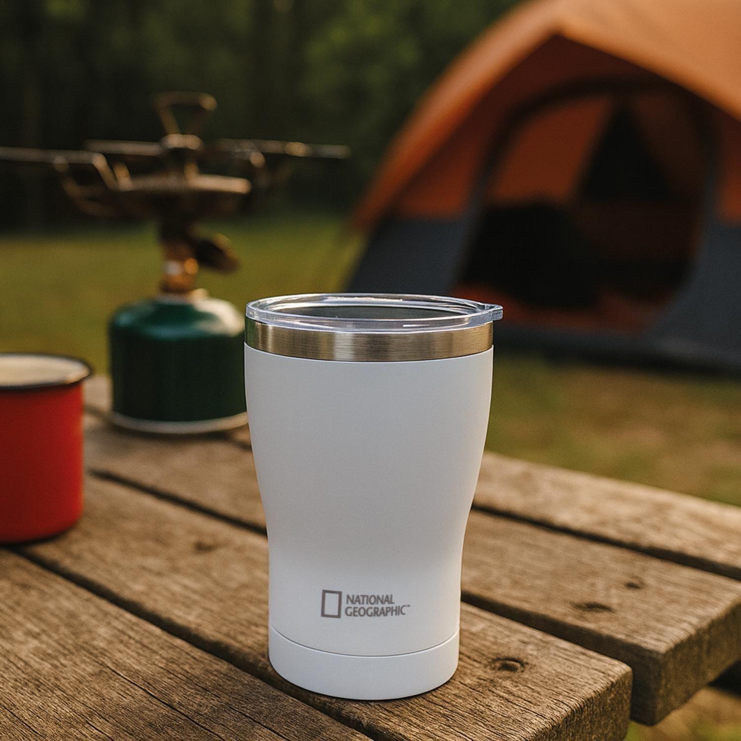 Mug Acero Inoxidable Tapa Transparente Rosca 350ml Blanco-3