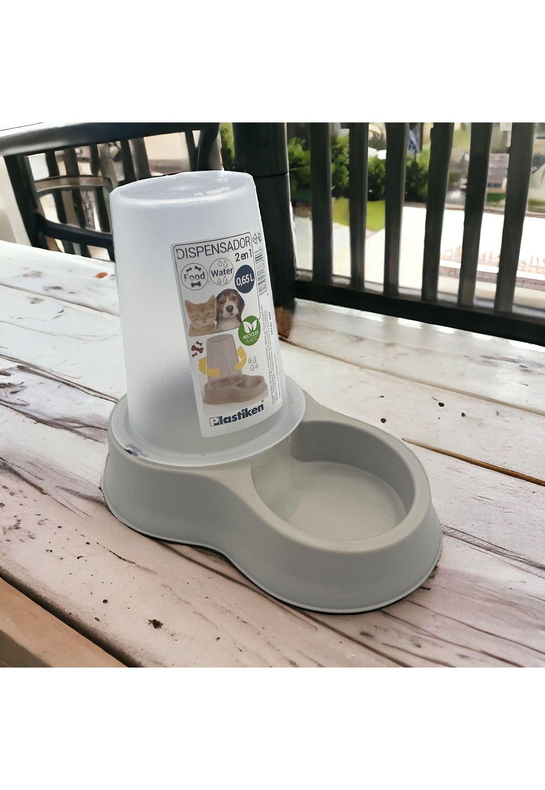 Dispensador Mascota Agua y Comida 0,65 L Beige Plastiken-4