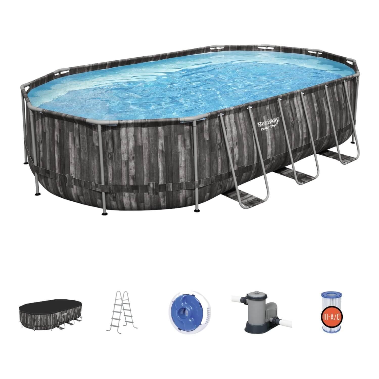 Piscina Bestway Ovalada Filtro + Accesorios 6.10X3.66X1.22M-2