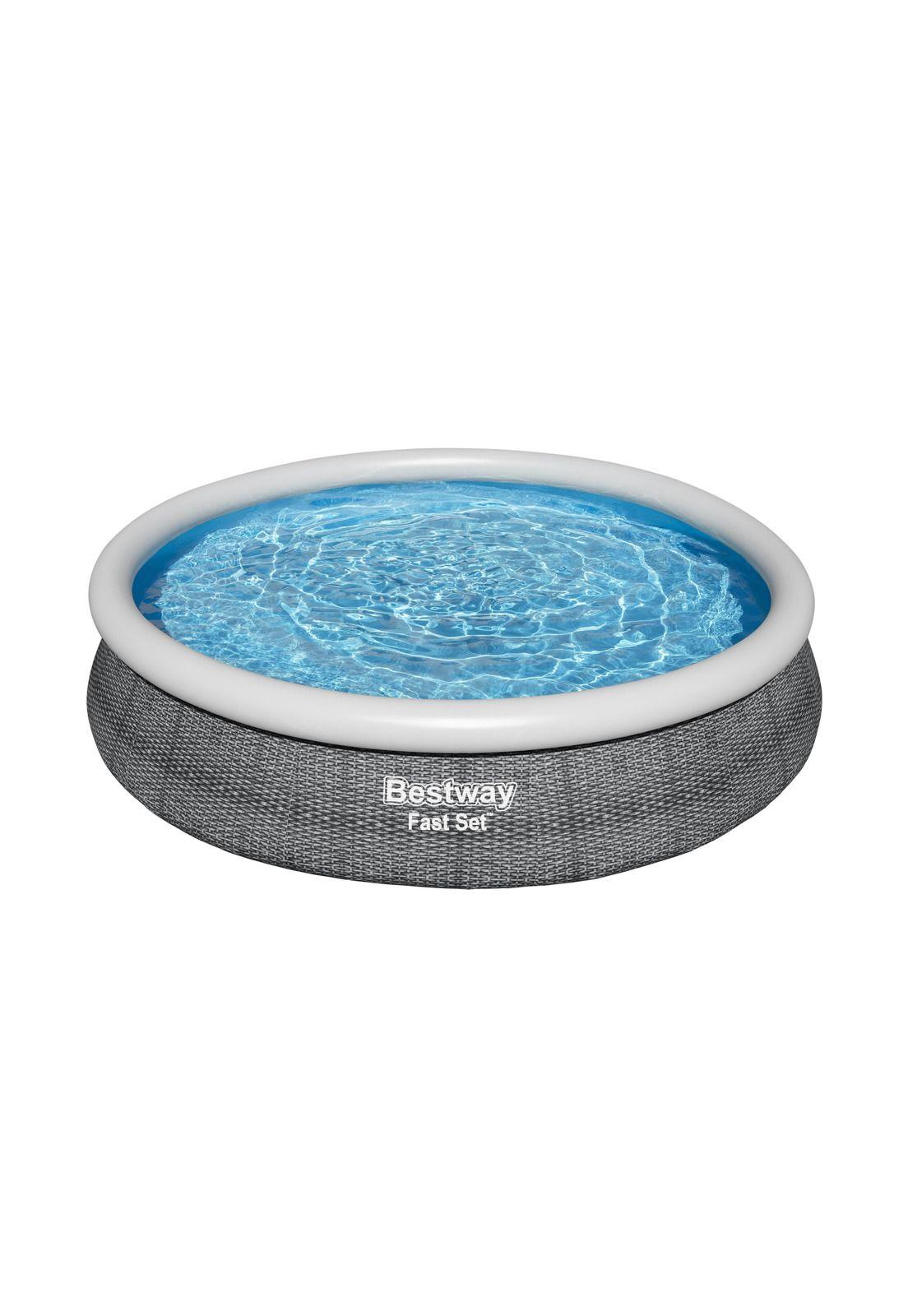 Piscina Bestway Redonda Fácil Armado FastSet Gris 3.66MX76cm-2