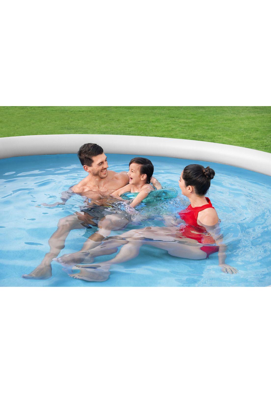 Piscina Bestway Redonda Fácil Armado FastSet Gris 3.66MX76cm-6