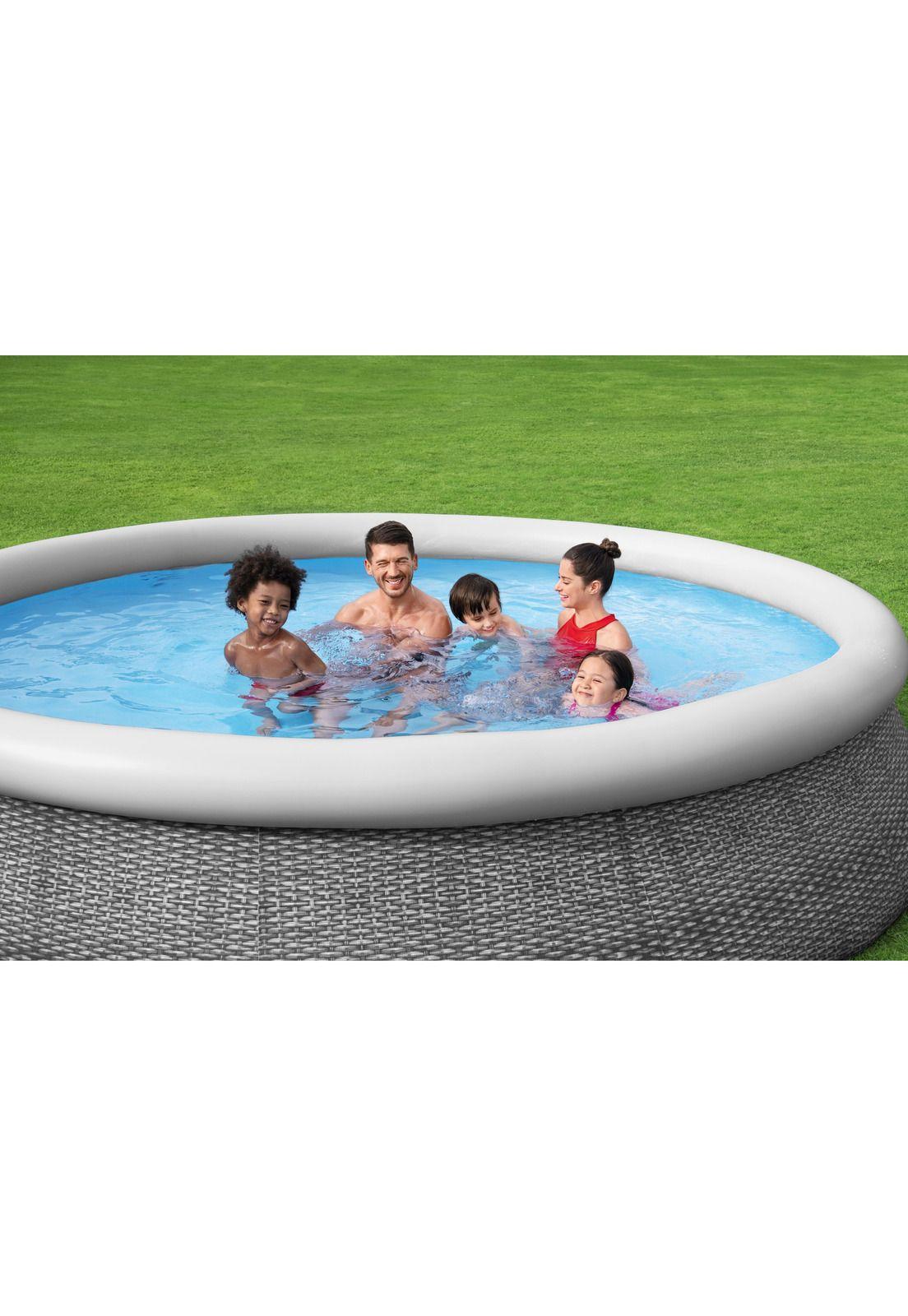 Piscina Bestway Redonda Fácil Armado FastSet Gris 3.66MX76cm-7