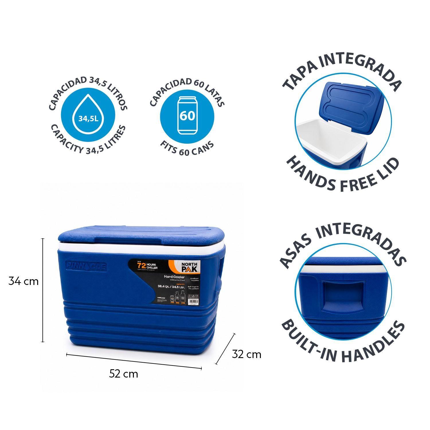 Combo Set Cooler 3 piezas 34L + 4.5L + 1L Azul NorthPak-7