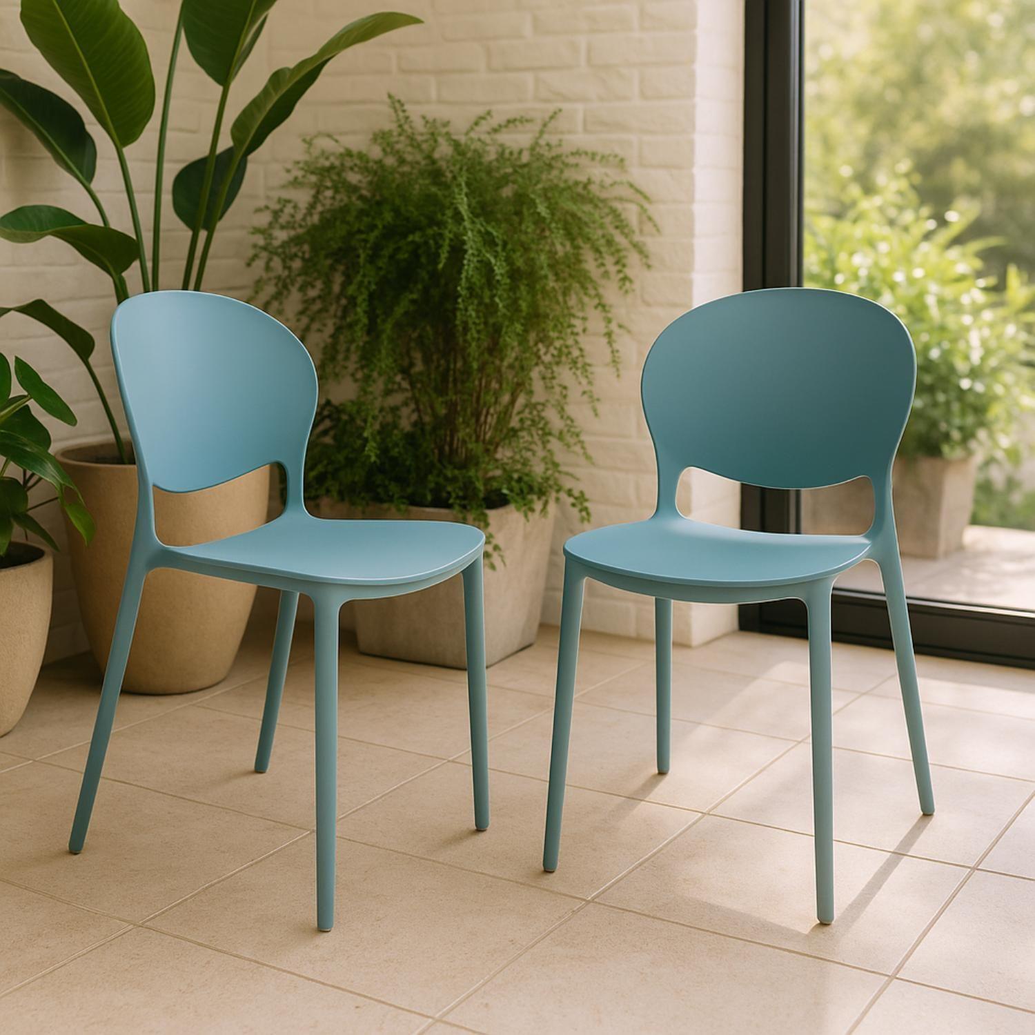 Silla Plástico Apilable Deco Berlín Azul Escandinavia-4