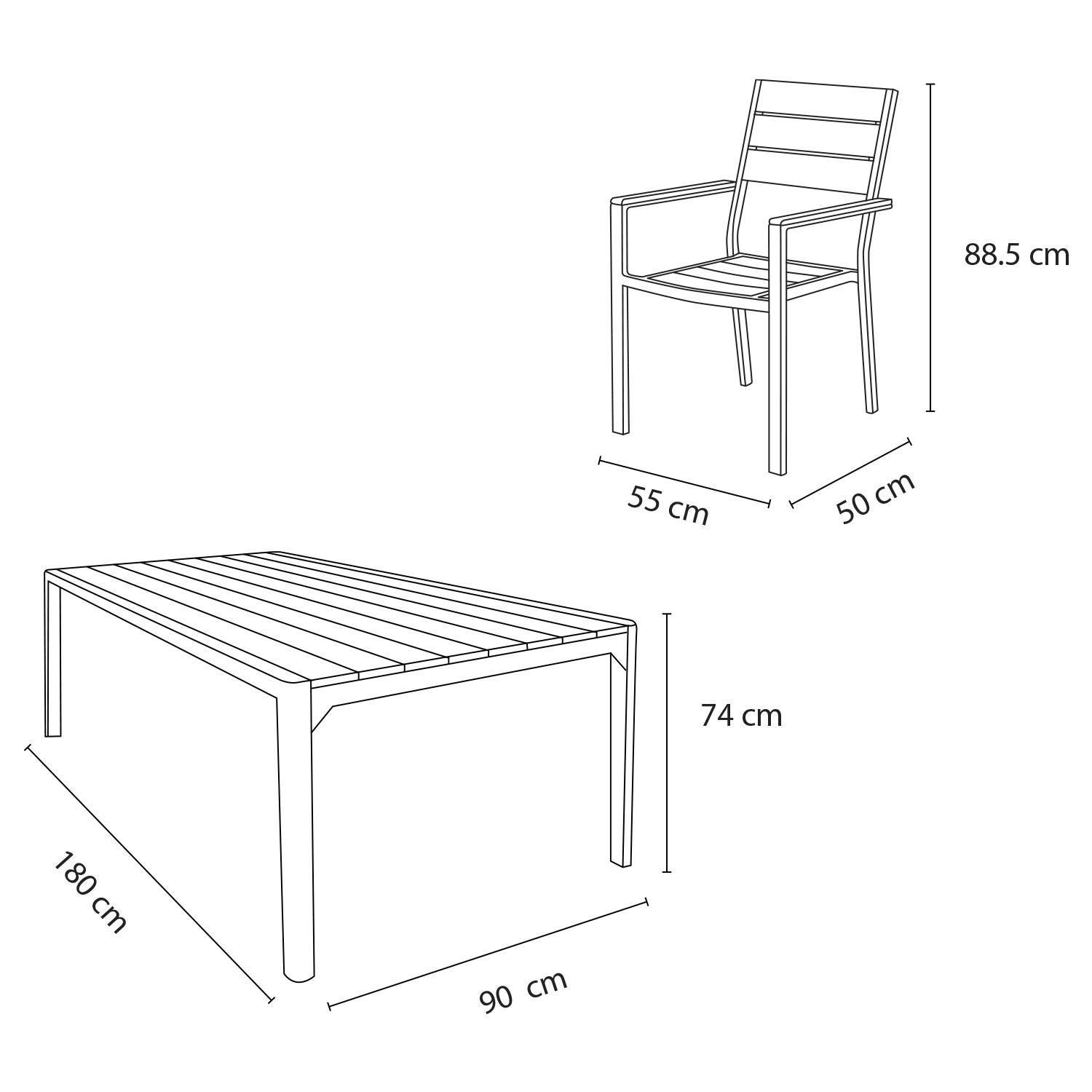 Juego Comedor Terraza 6 Personas Mesa 180x90cm Beige Northwest-2
