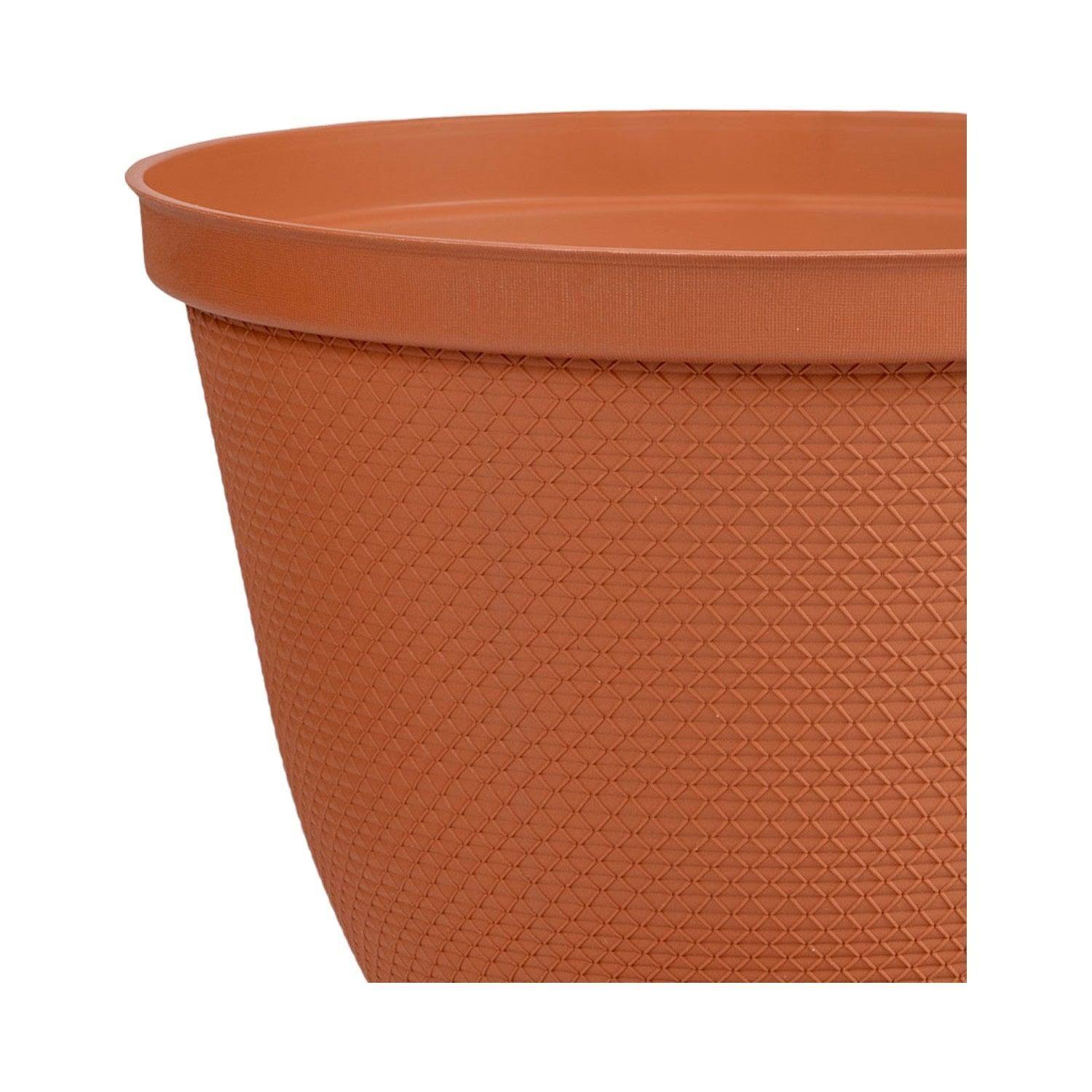 Macetero plastico textura con base Terracota 35 cm Rimax-3