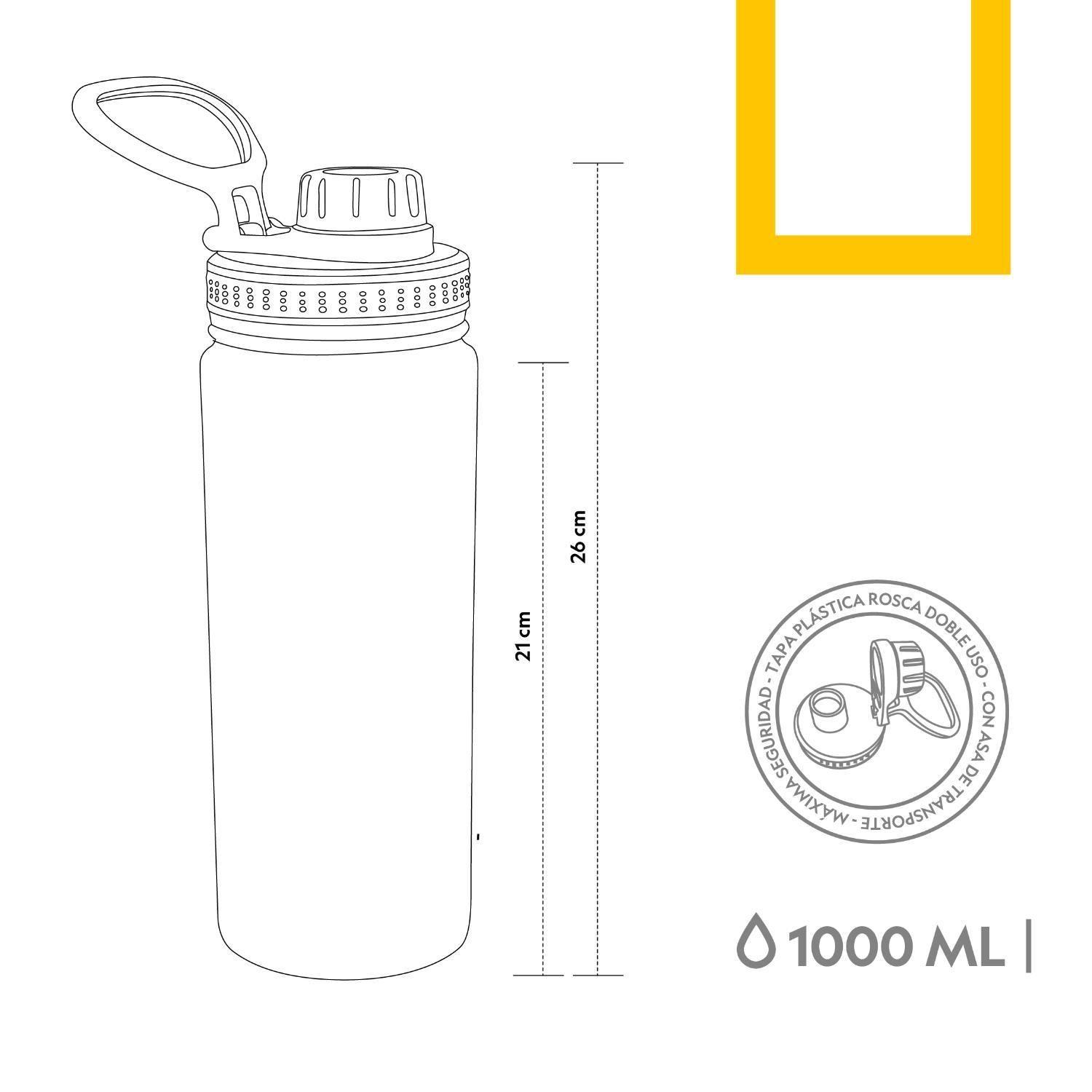 Botella Metálica Térmica Insulada 1lt Azul NatGeo-5