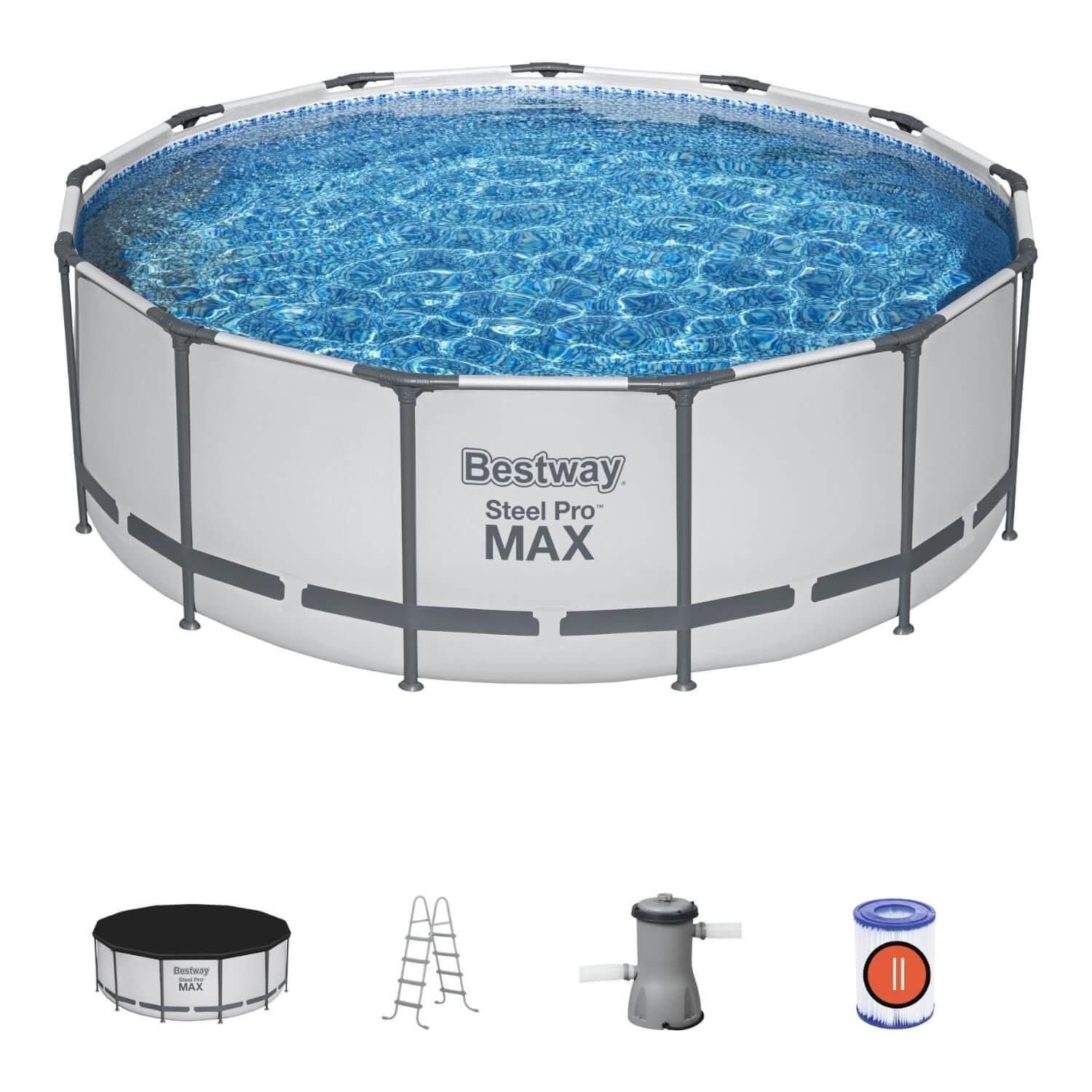 Piscina Bestway Redonda Steel ProMax Filtro+Acces 3.96X1.22M-2