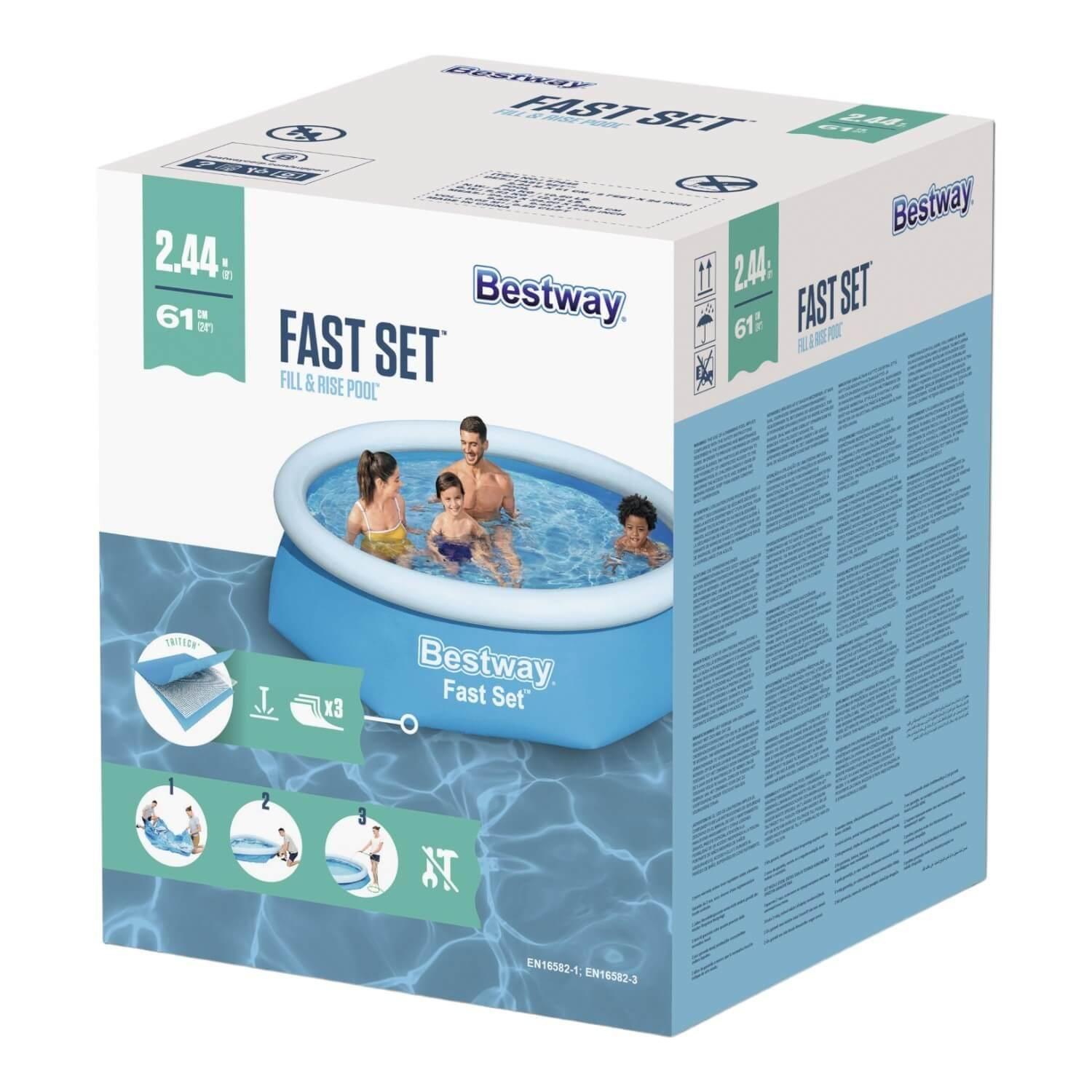 Piscina Bestway Redonda Fácil Armado 2.44MX61Cm Azul-2