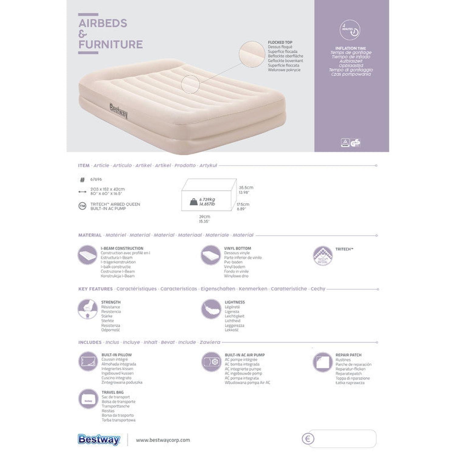 Colchón Inflable Eléctrico Queen 2.03MX1.52MX42Cm Bestway-6