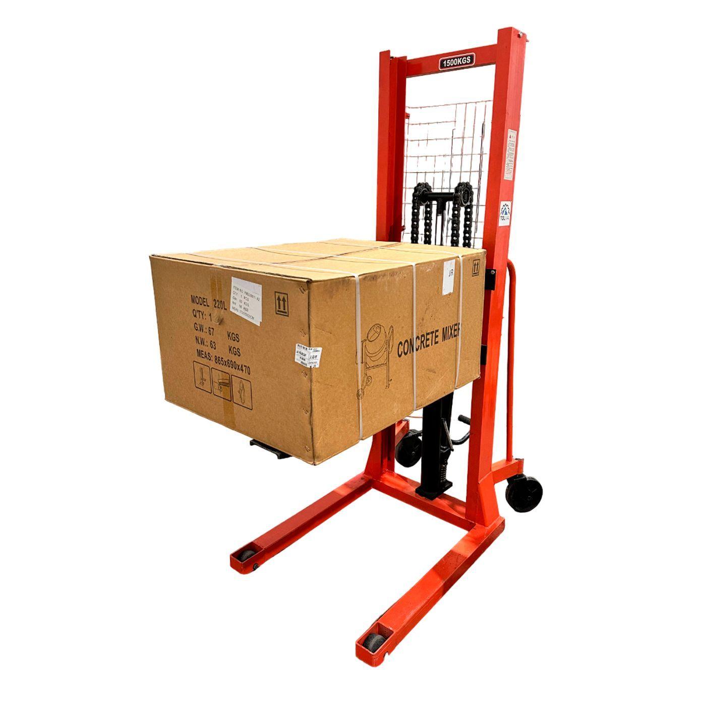 Apilador elevador manual horquilla para 1500 kgs y altura 1,60 mts-0