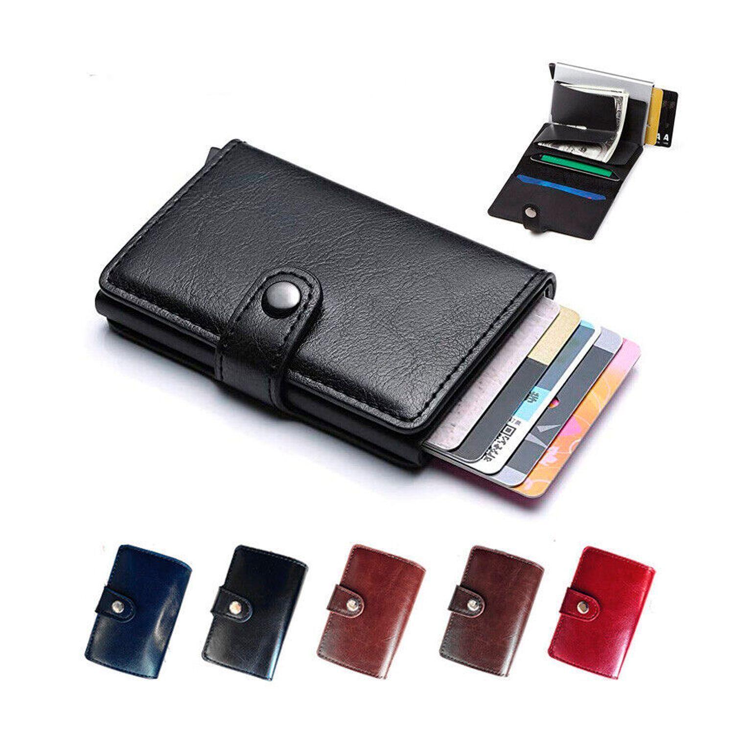 Billetera eco cuero anti clonación RFID, con tarjetero automatico-0