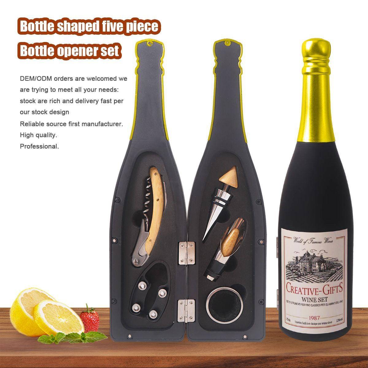 Set sacacorchos vino forma de botella 5 piezas-4