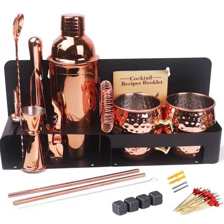 Set Mug - Coctelera Cobre 18 Pcs, Incluye Colgador-2
