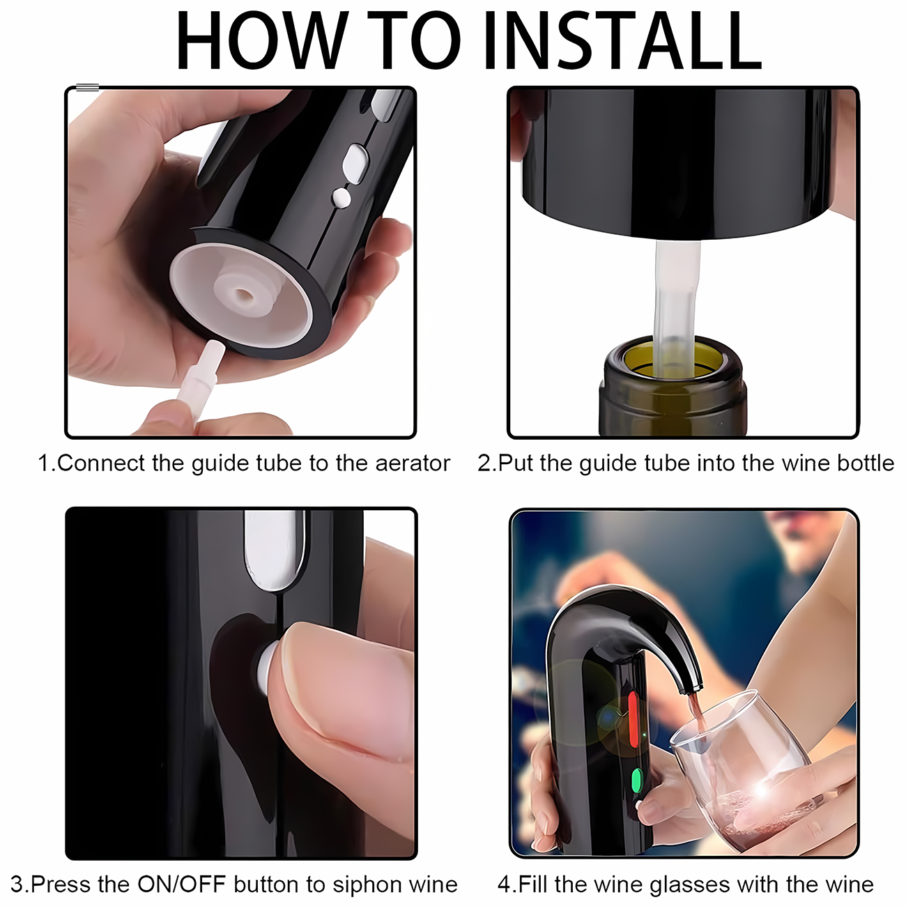 Decantador aireador de vino eléctrico portátil Usb-4