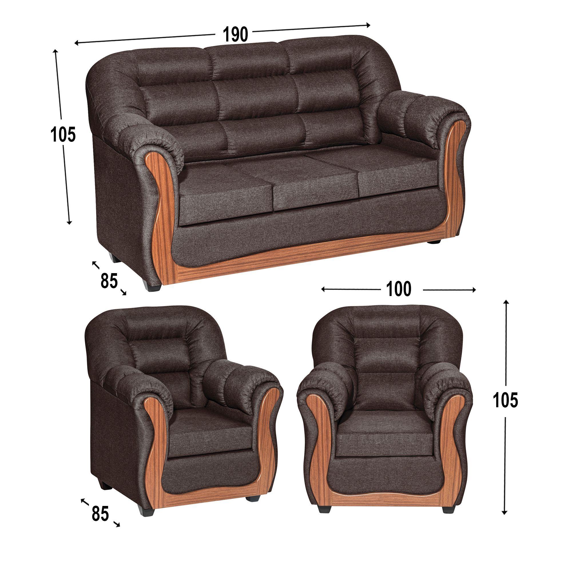 Juego de Living Valdivia Chocolate 3-1-1 Cuerpos-1