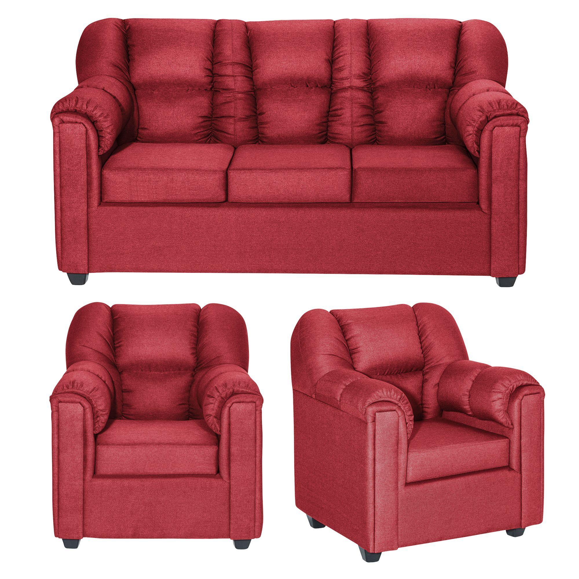 Juego de Living York Burdeo 3-1-1 Cuerpos-0