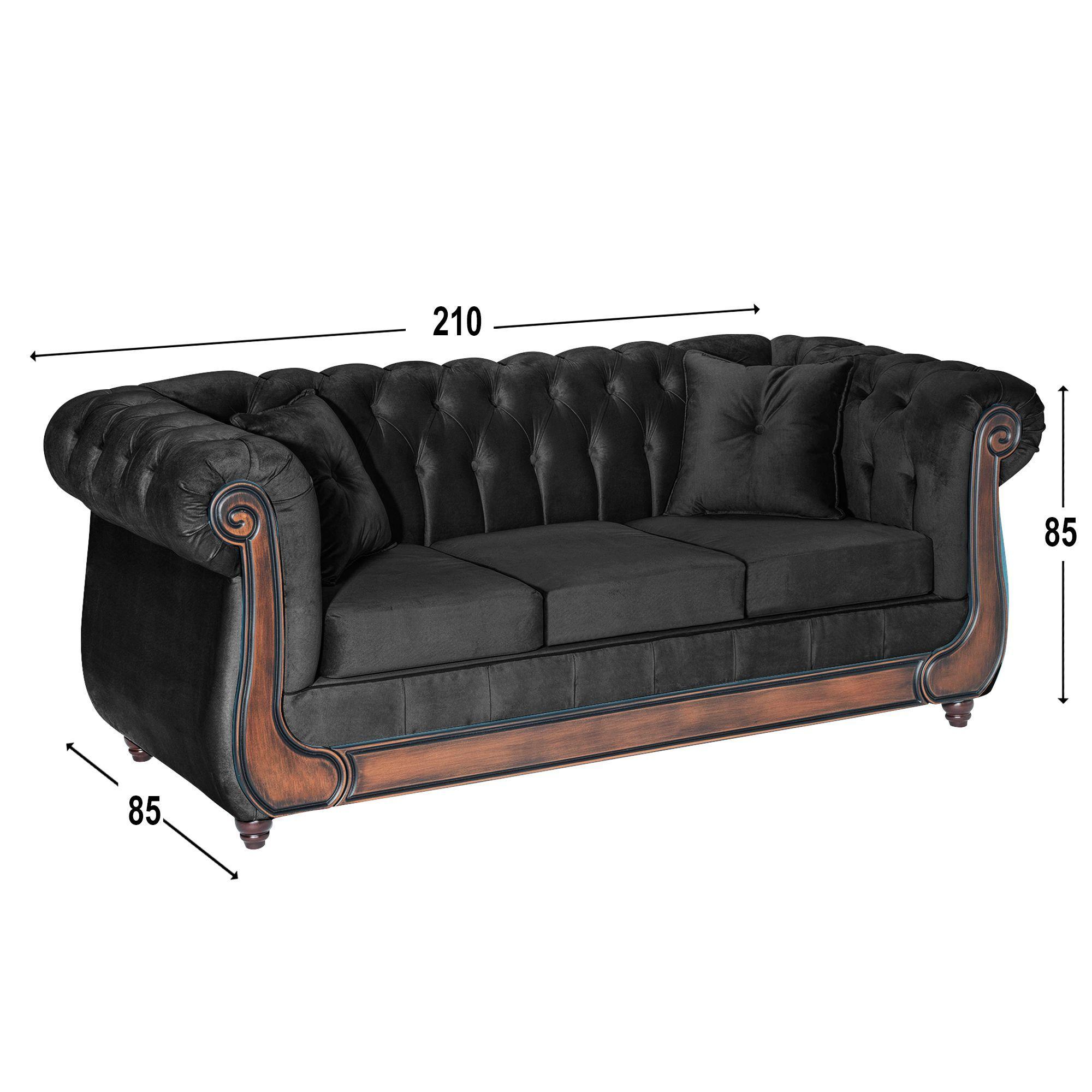 Sofá Paris Negro 3 Cuerpos-1