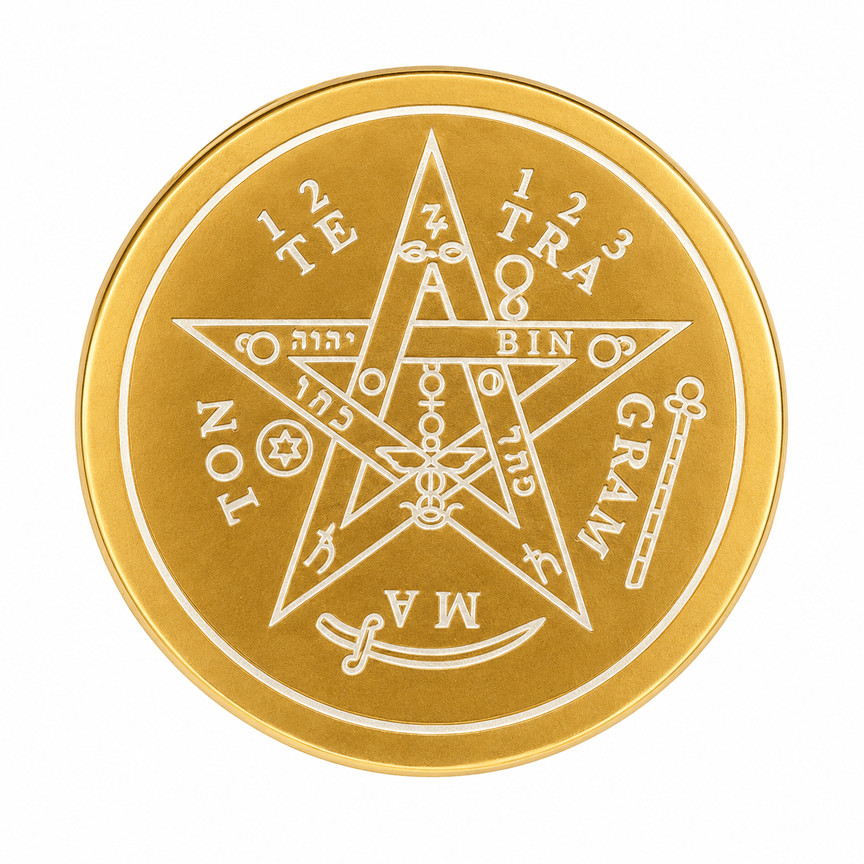 Anillo Ajustable Tetragramaton Dorado Acero Inoxidable-5