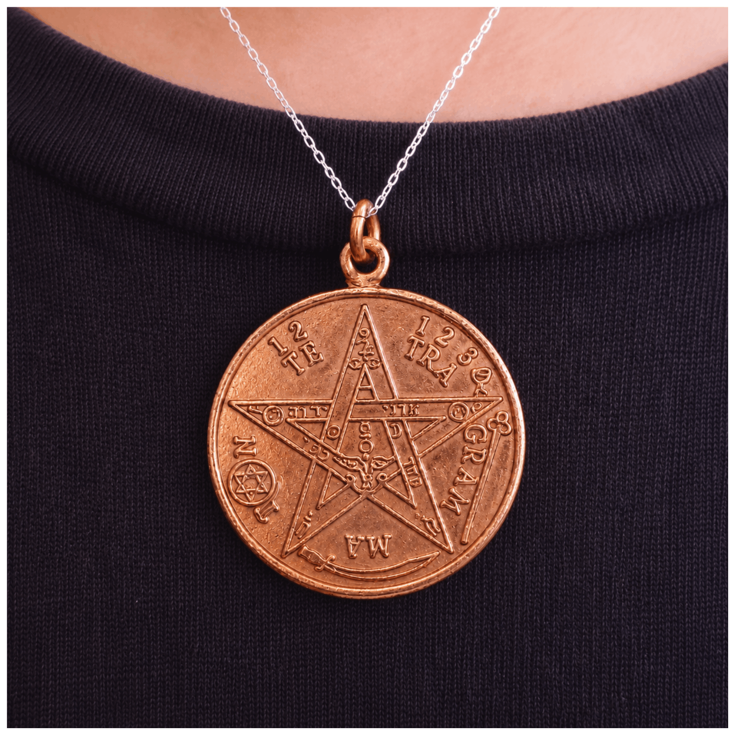 Collar Tetragramaton de Cobre con Cadena Plata 925 Protecci n Espiritual-3