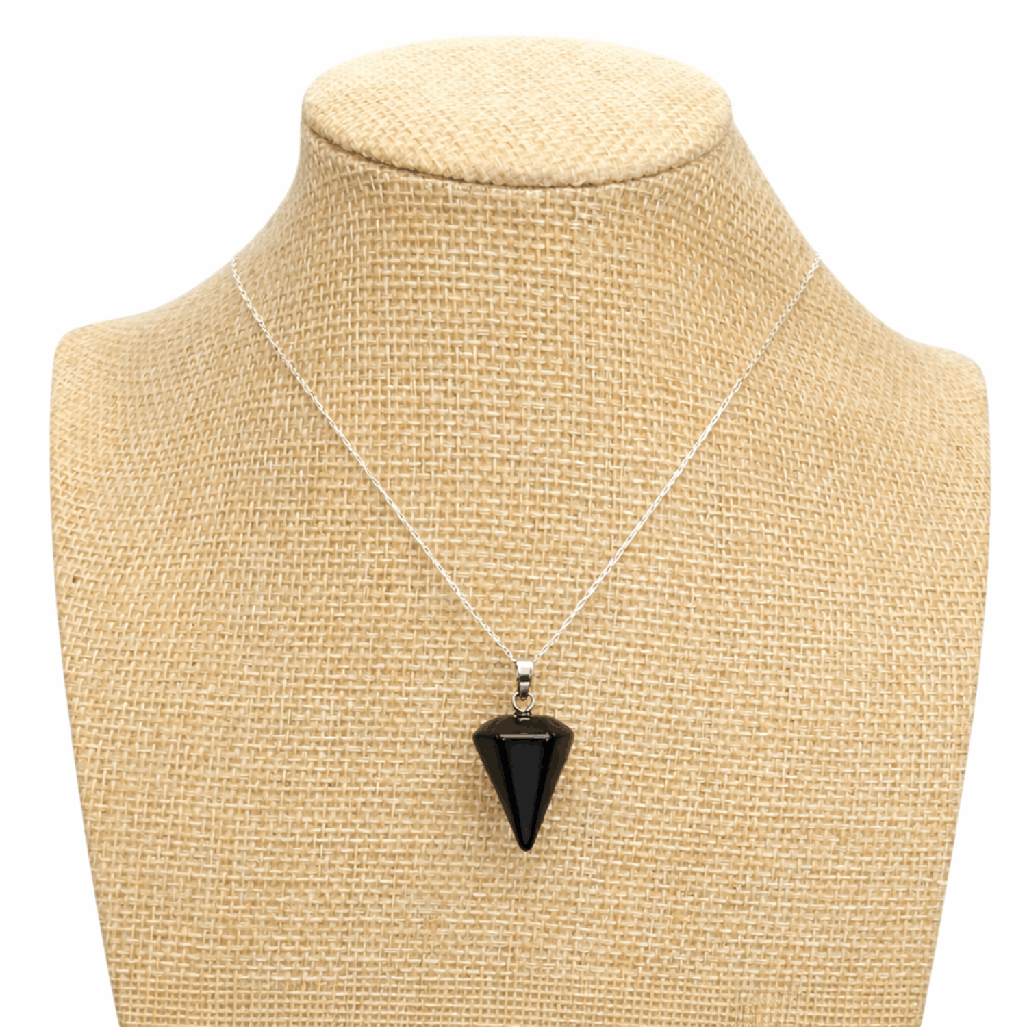Collar Péndulo Piedra Natural ónix con Cadena de Plata-6