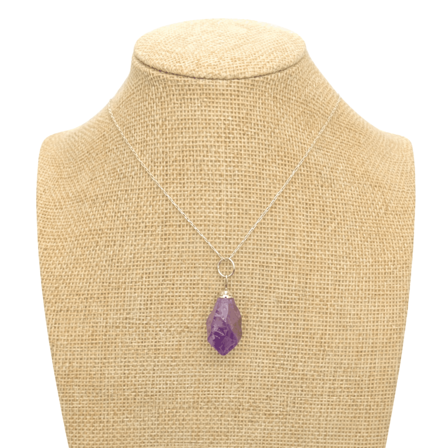 Collar Amatista Natural en Bruto Cadena Plata 925-5