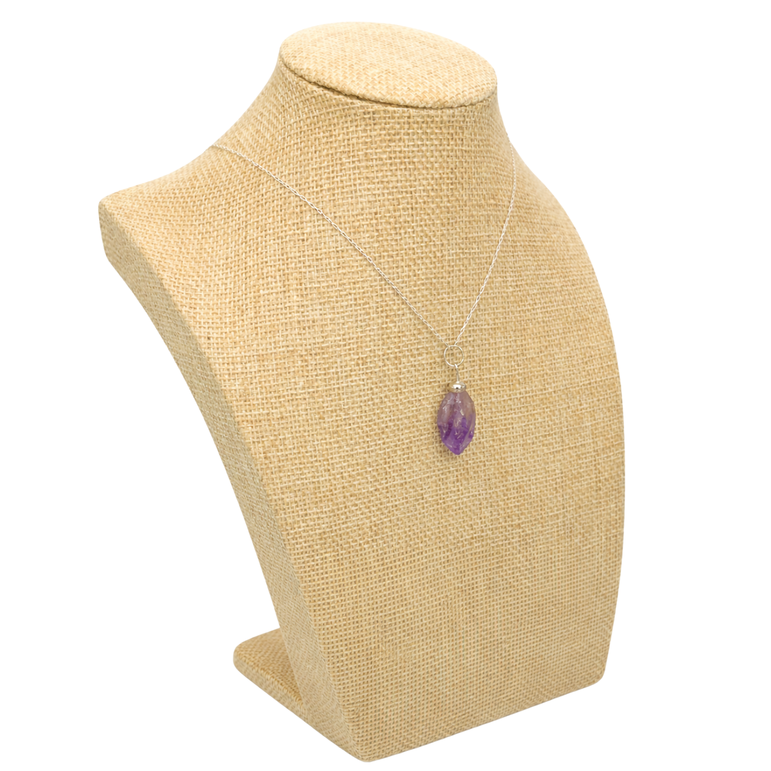 Collar Amatista Natural en Bruto Cadena Plata 925-7