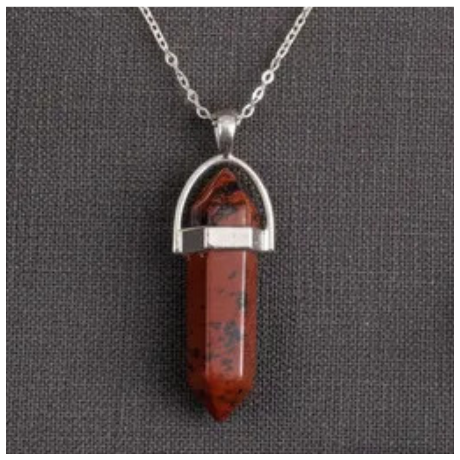 Collar Punta Obsidiana Caoba Natural con Cadena Plata 925-4