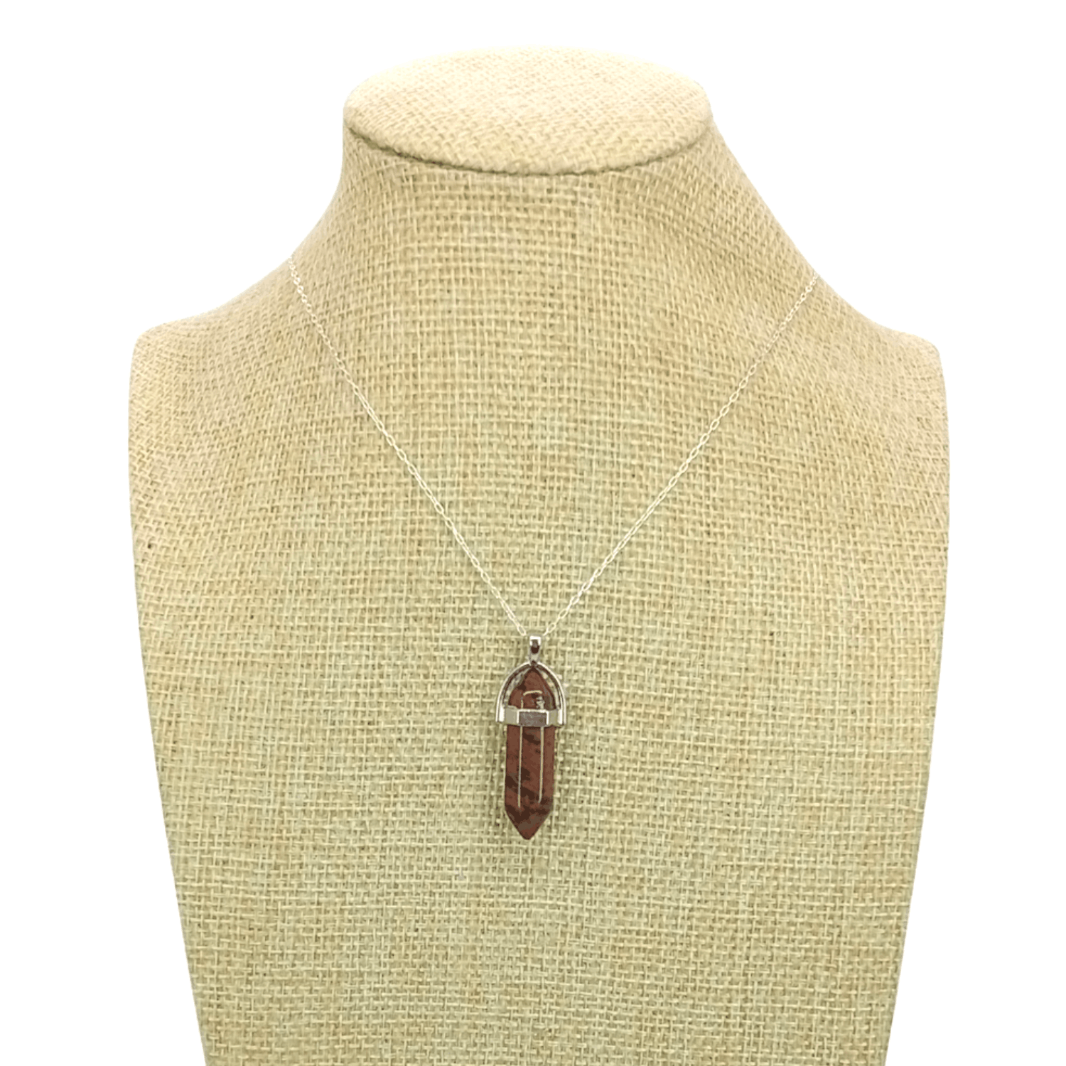 Collar Punta Obsidiana Caoba Natural con Cadena Plata 925-6