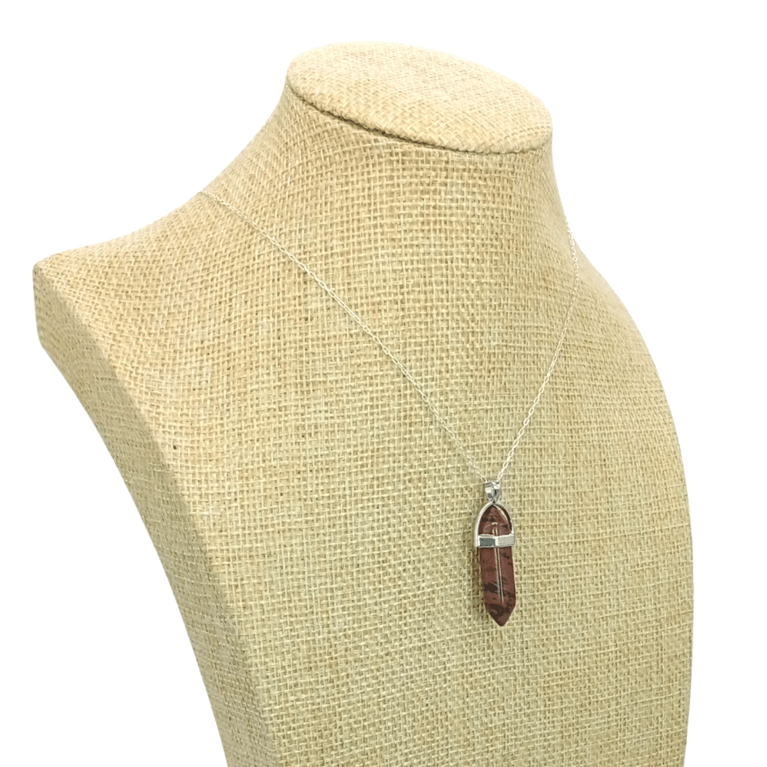 Collar Punta Obsidiana Caoba Natural con Cadena Plata 925-7