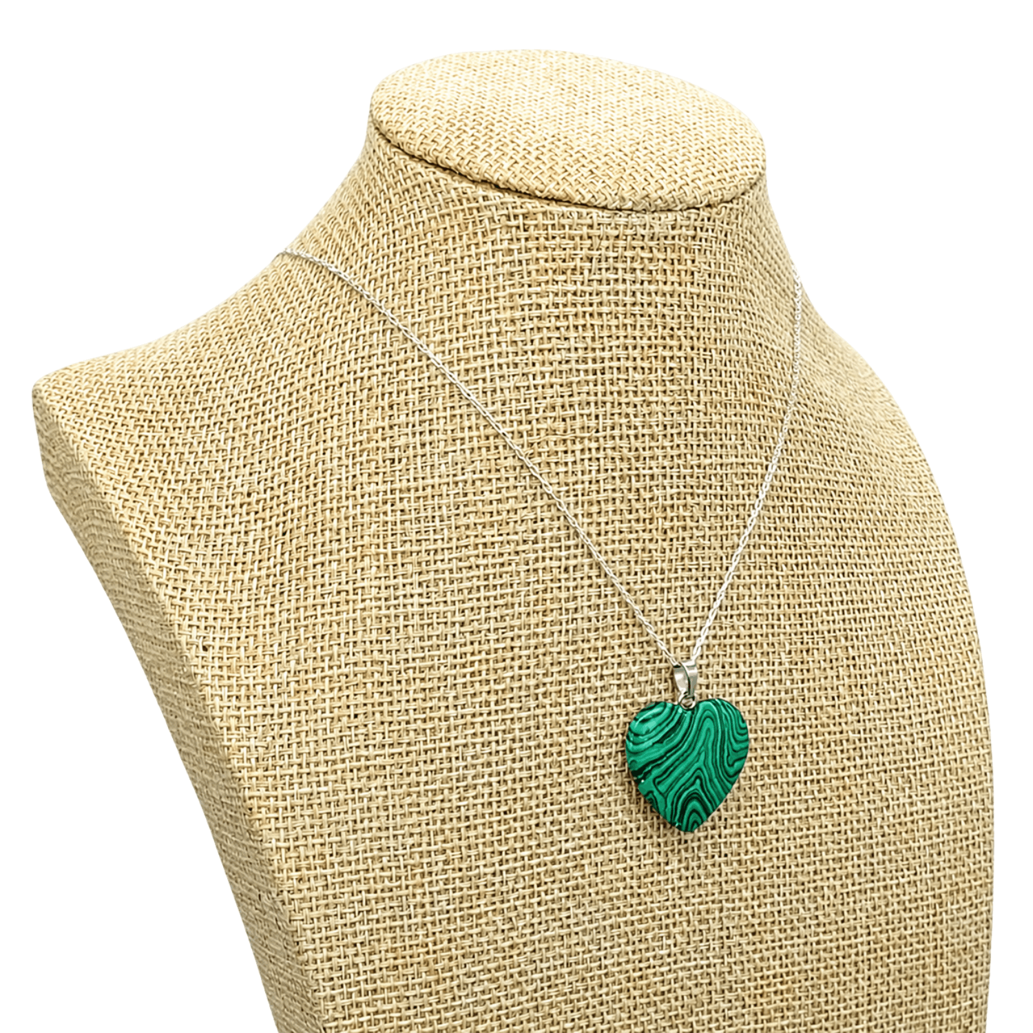 Collar Coraz n Piedra Natural Malaquita con Cadena de Plata-6