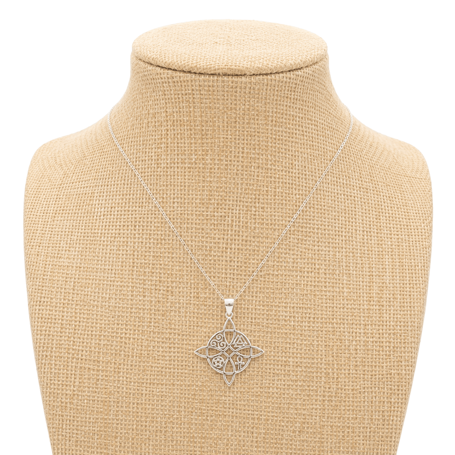 Collar de Plata Nudo de Bruja con Triquetas-4