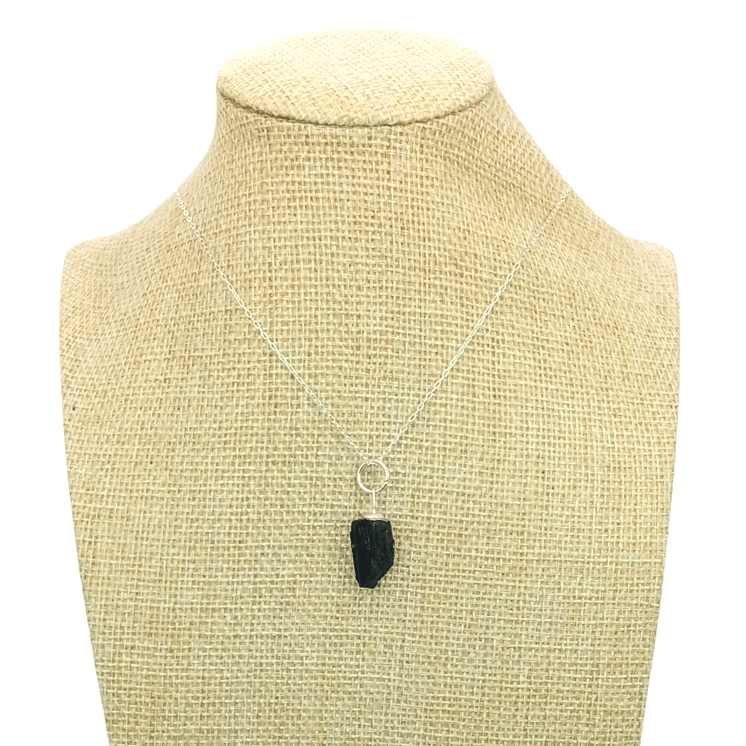 Collar Turmalina Negra con Cadena de Plata Piedra en Bruto-4