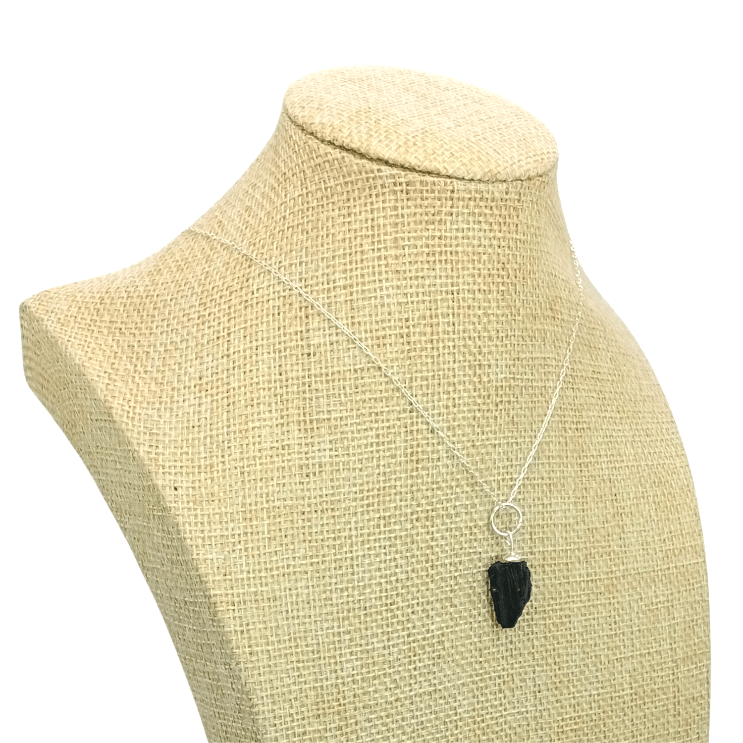 Collar Turmalina Negra con Cadena de Plata Piedra en Bruto-5