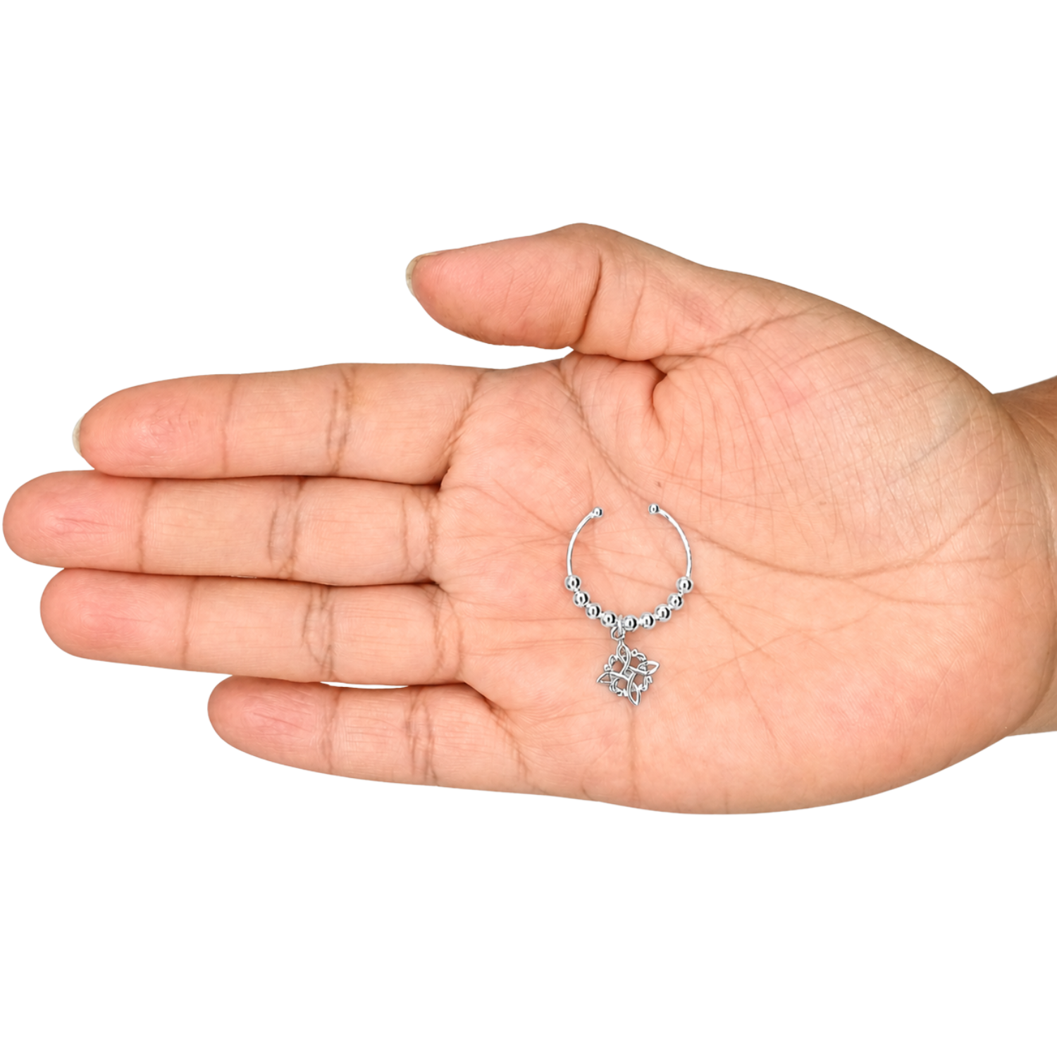 Anillo Antiestres Nudo de Bruja de Plata Ajustable-2