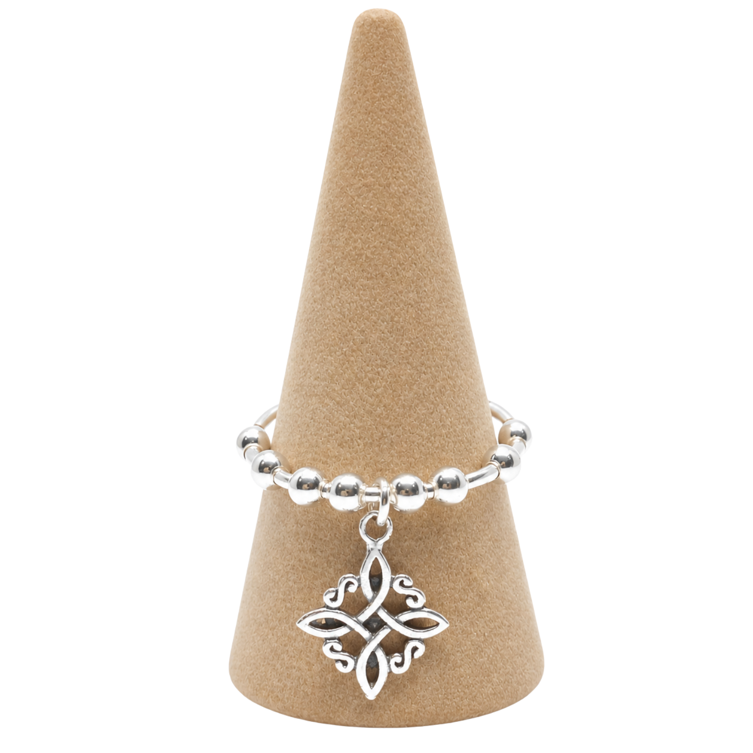 Anillo Antiestres Nudo de Bruja de Plata Ajustable-3