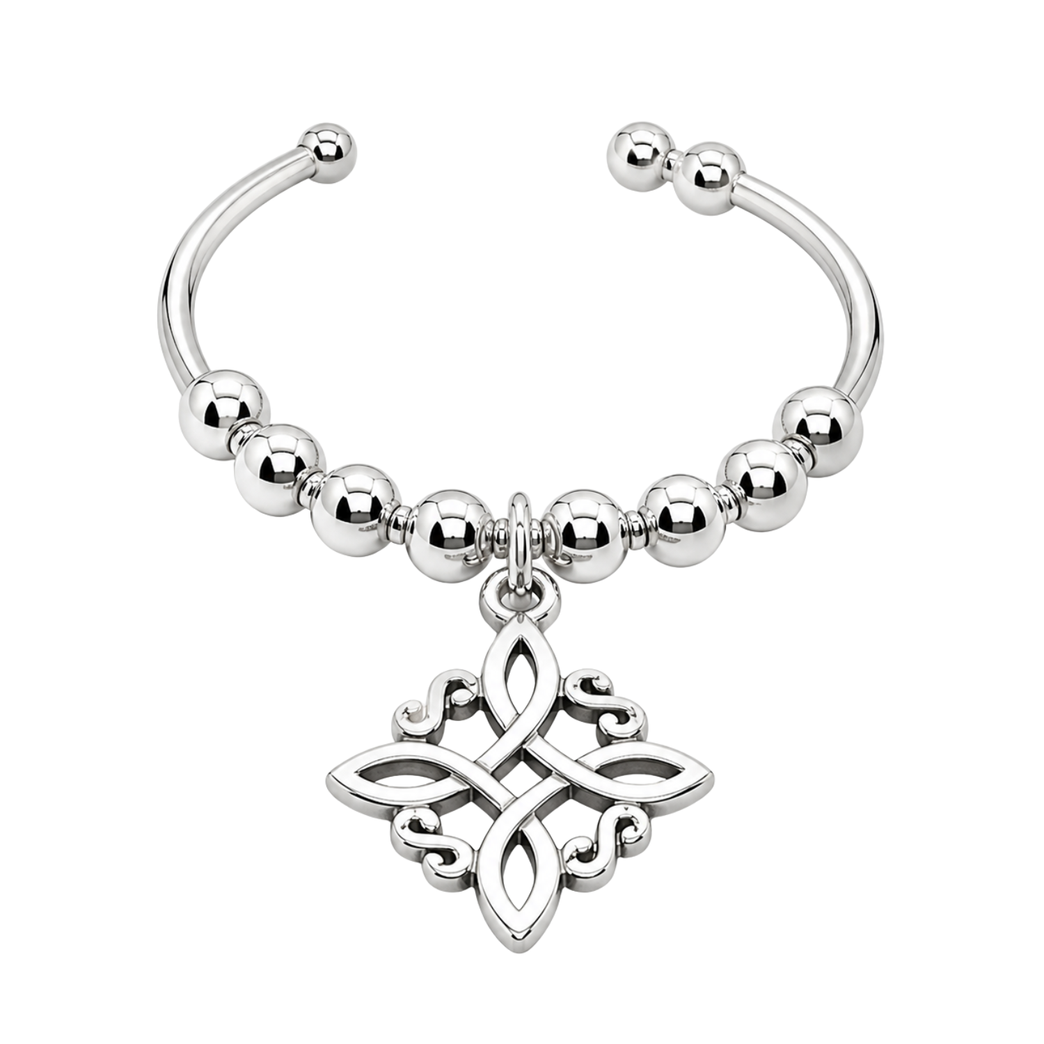 Anillo Antiestres Nudo de Bruja de Plata Ajustable-4