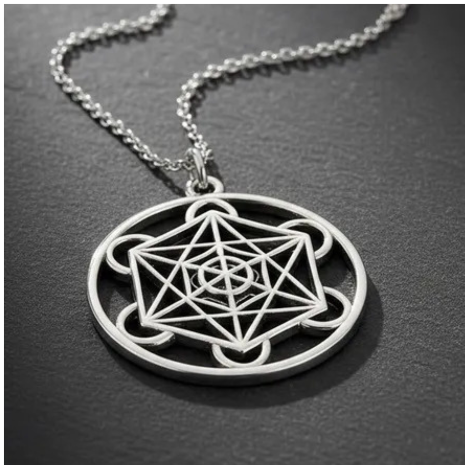 Collar Cubo Metatron Geometria Sagrada Acero Inoxidable-4