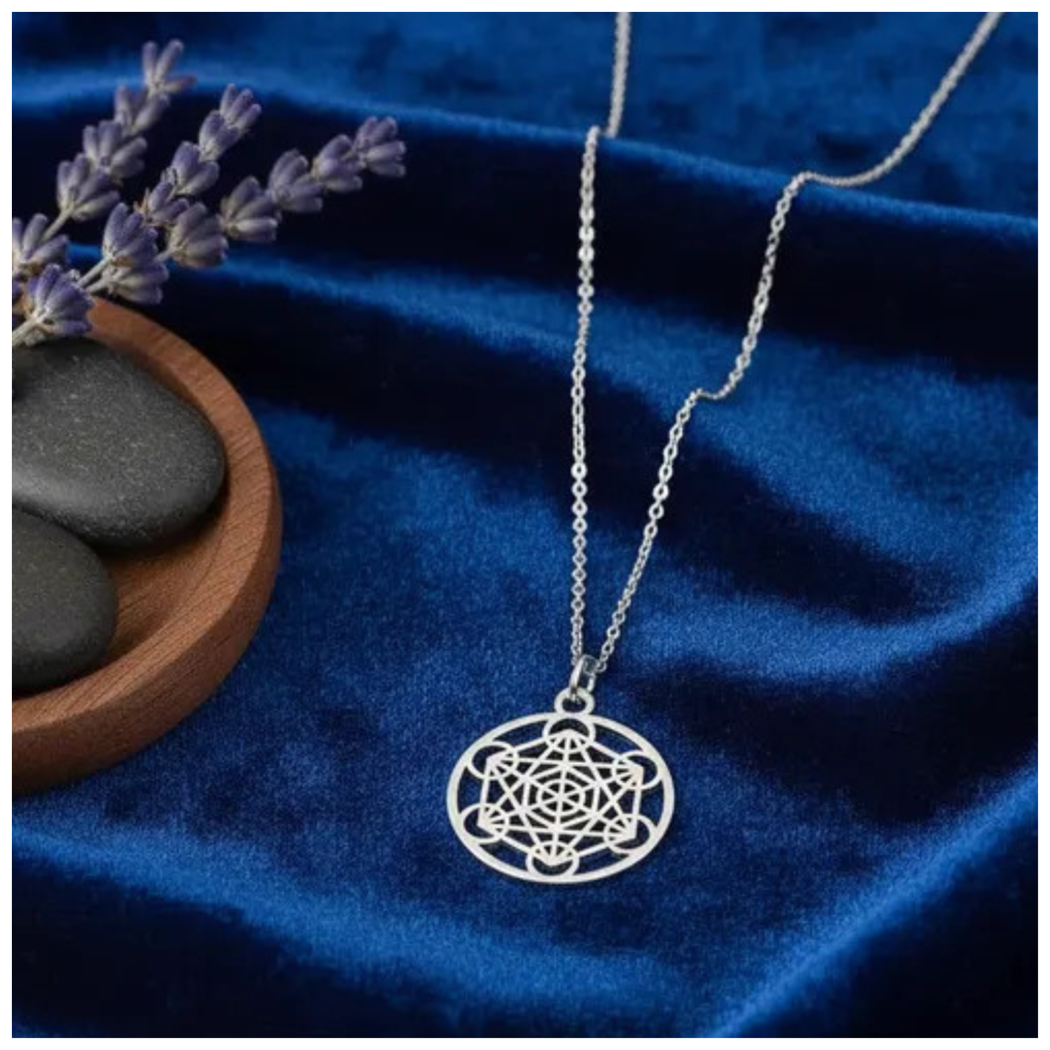 Collar Cubo Metatron Geometria Sagrada Acero Inoxidable-5