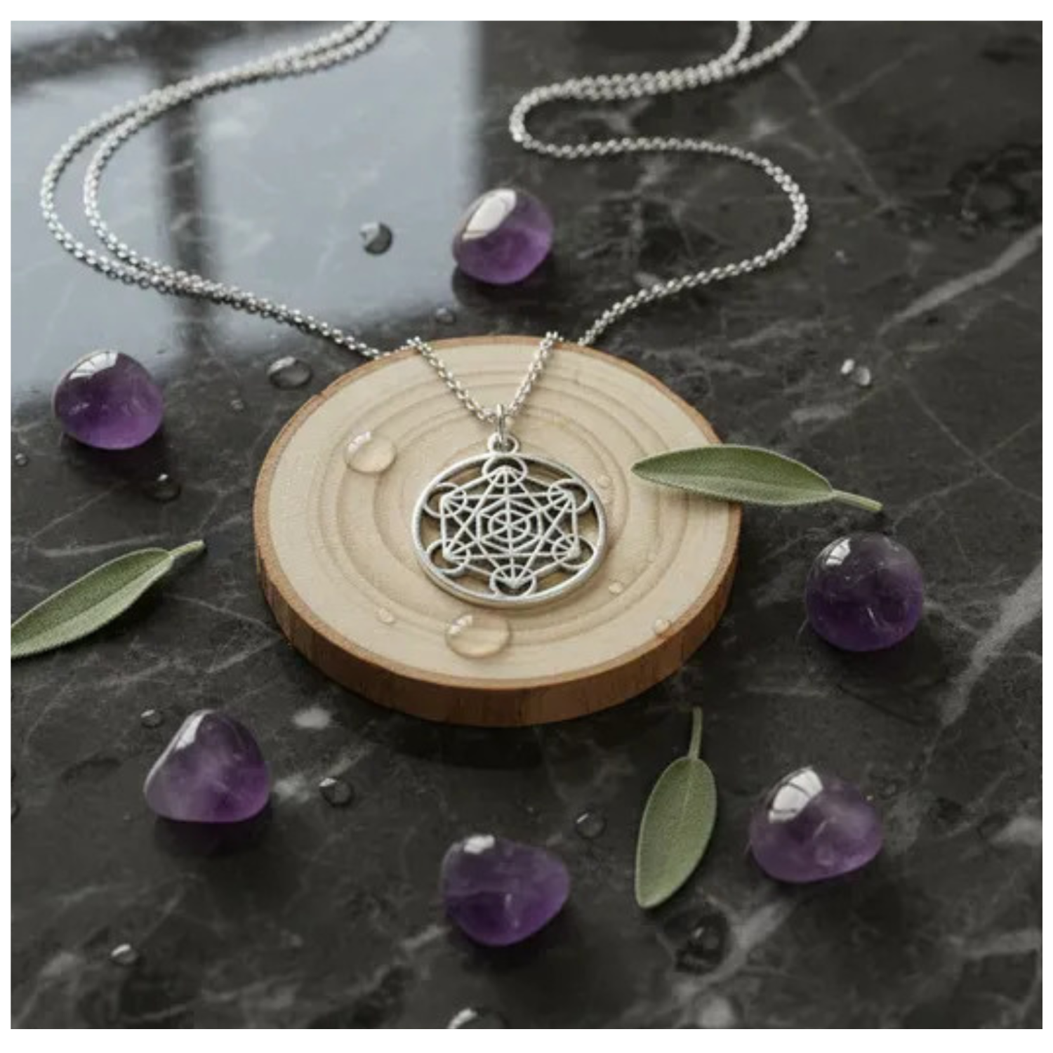 Collar Cubo Metatron Geometria Sagrada Acero Inoxidable-6