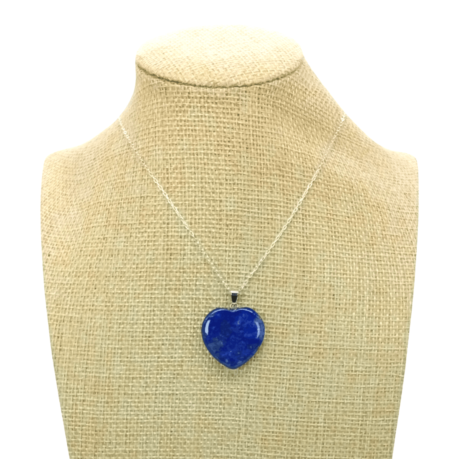 Collar Corazón de Lapislázuli Original con Cadena de Plata-4
