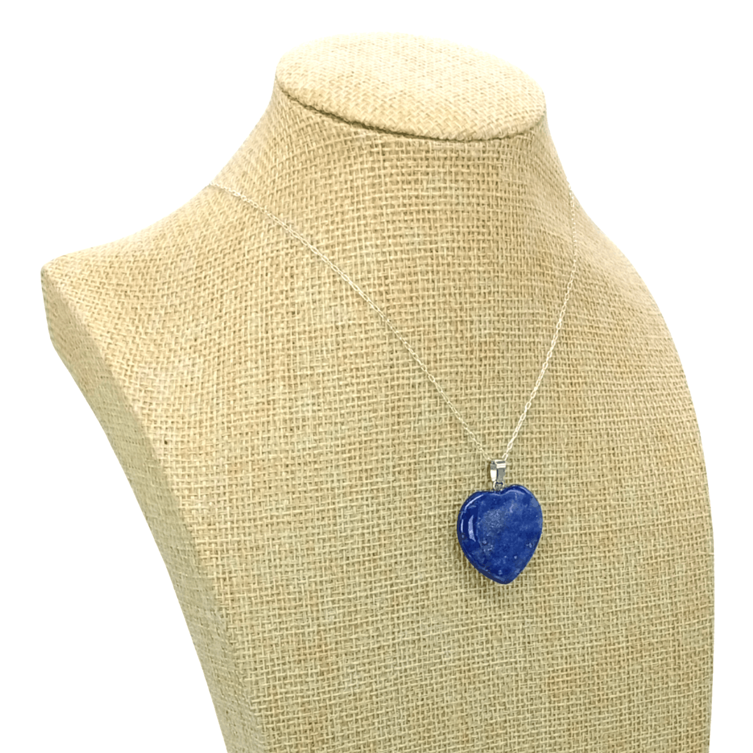 Collar Corazón de Lapislázuli Original con Cadena de Plata-5