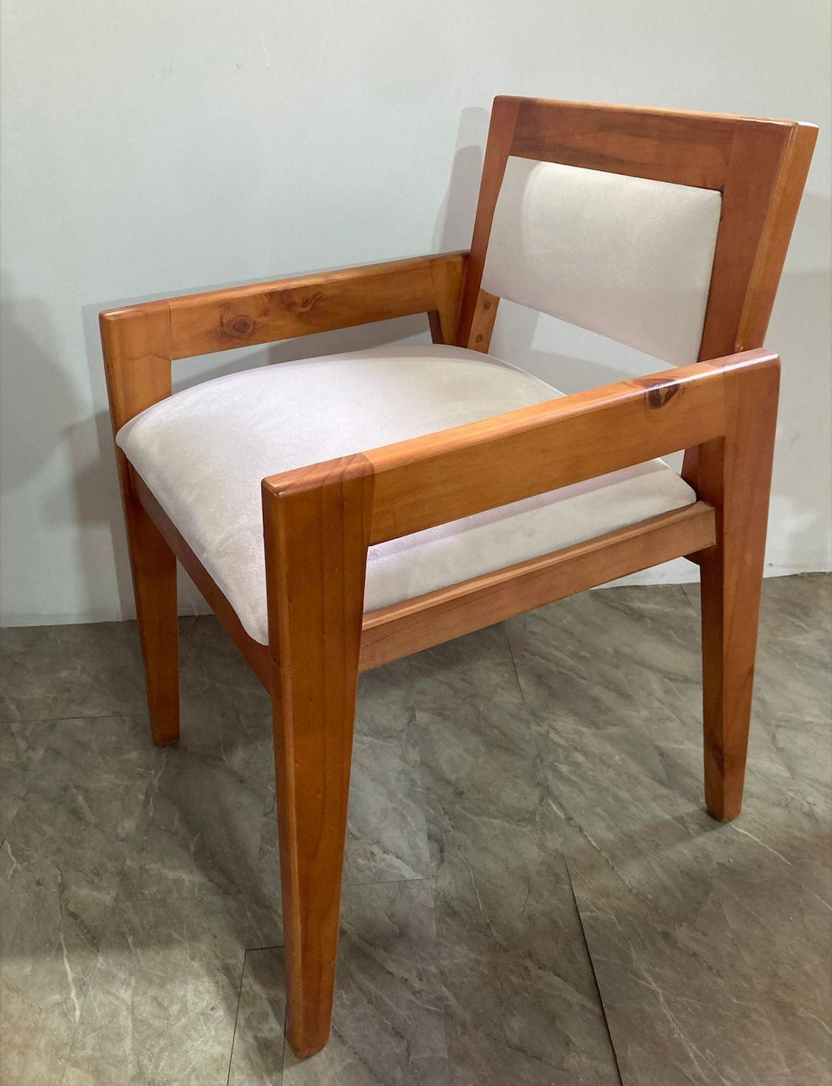 silla de comedor mediterranea barniz miel tapiz beige f-2