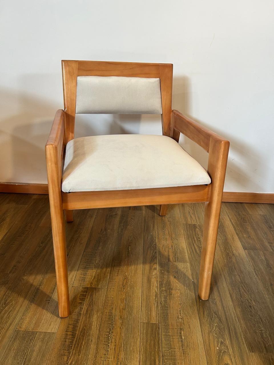 silla de comedor mediterranea barniz miel tapiz beige f-3